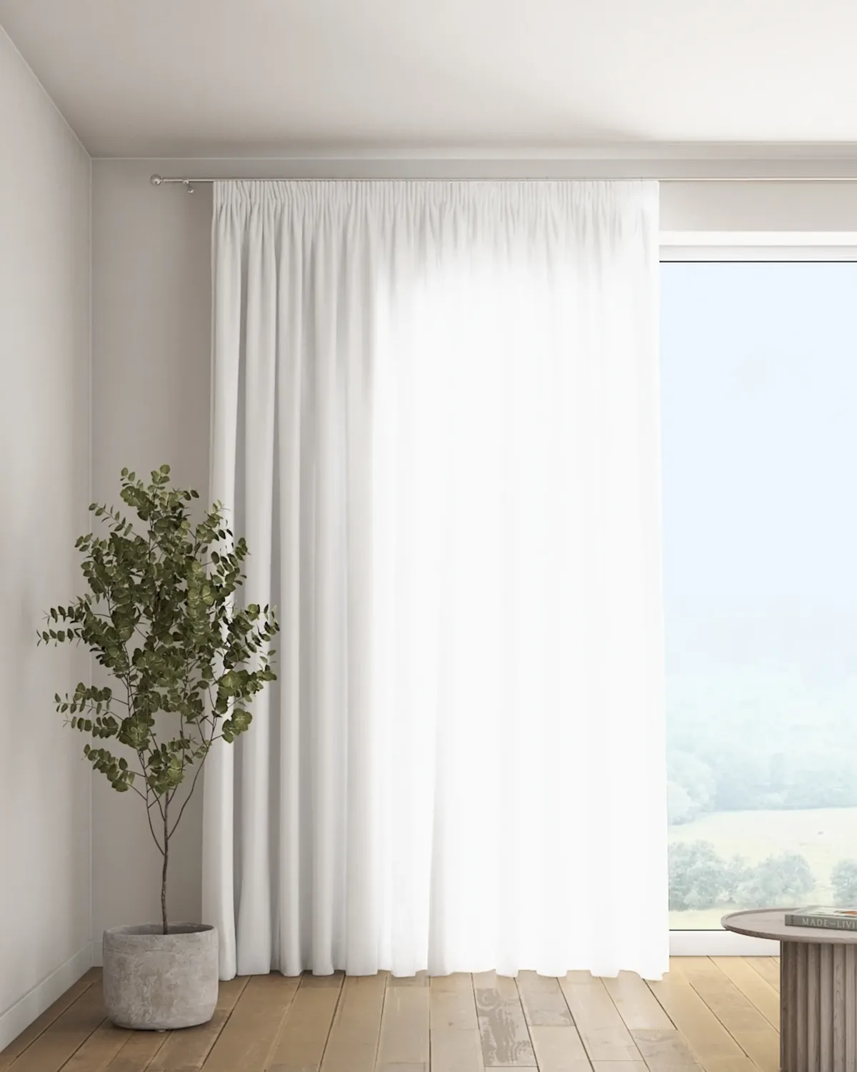 Vorhang mit Kräuselband Farbe weiß Stoff halbtransparent, strukturiert de Dekoria – photo du produit