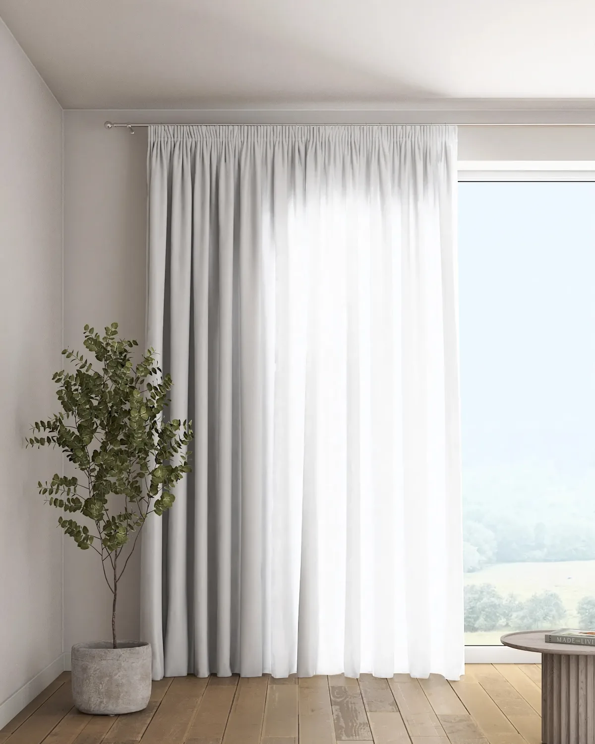 Vorhang mit Kräuselband Farbe weiß Stoff halbtransparent, strukturiert de Dekoria – photo du produit