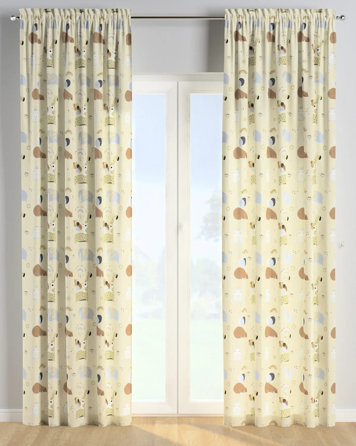Vorhang mit Tunnel und Köpfchen Farbe beige Stoff gemustert by Dekoria – product photo