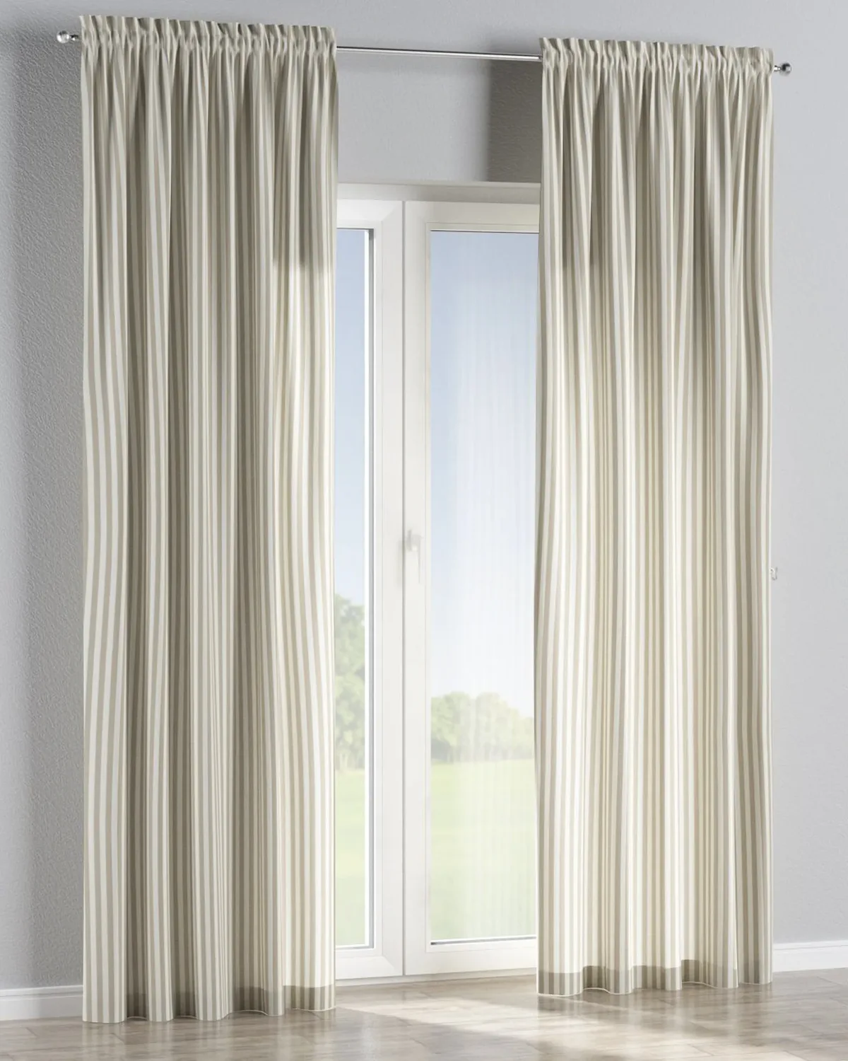 Vorhang mit Tunnel und Köpfchen Farbe beige Stoff gemustert de Dekoria – photo du produit