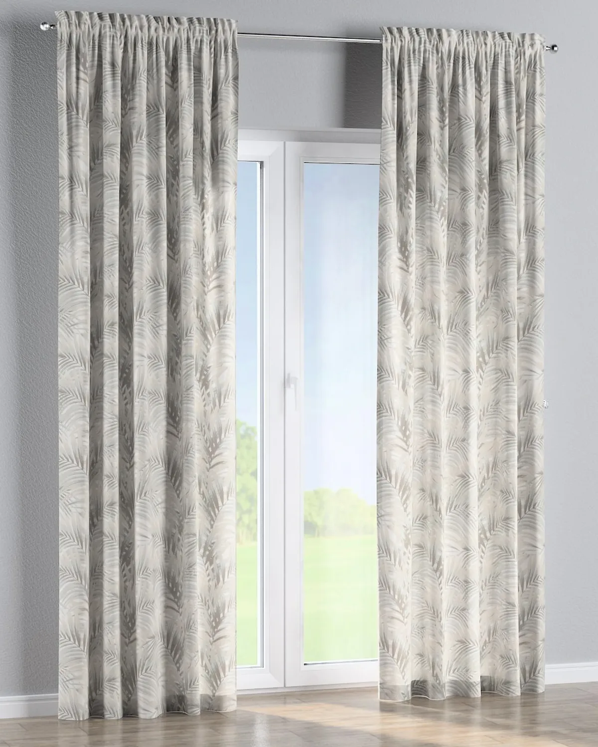 Vorhang mit Tunnel und Köpfchen Farbe beige Stoff gemustert de Dekoria – photo du produit