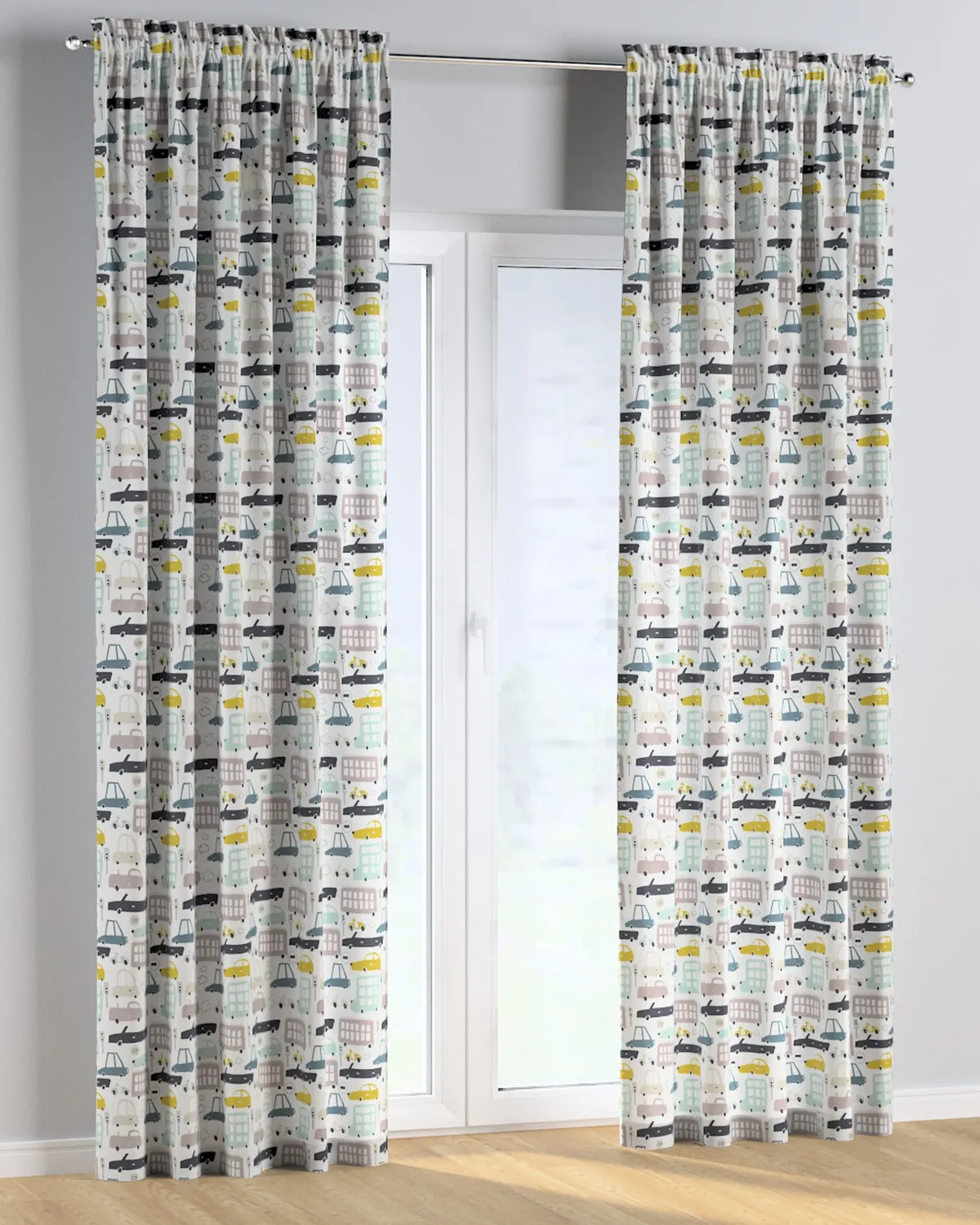 Vorhang mit Tunnel und Köpfchen Farbe beige Stoff gemustert de Dekoria – photo du produit
