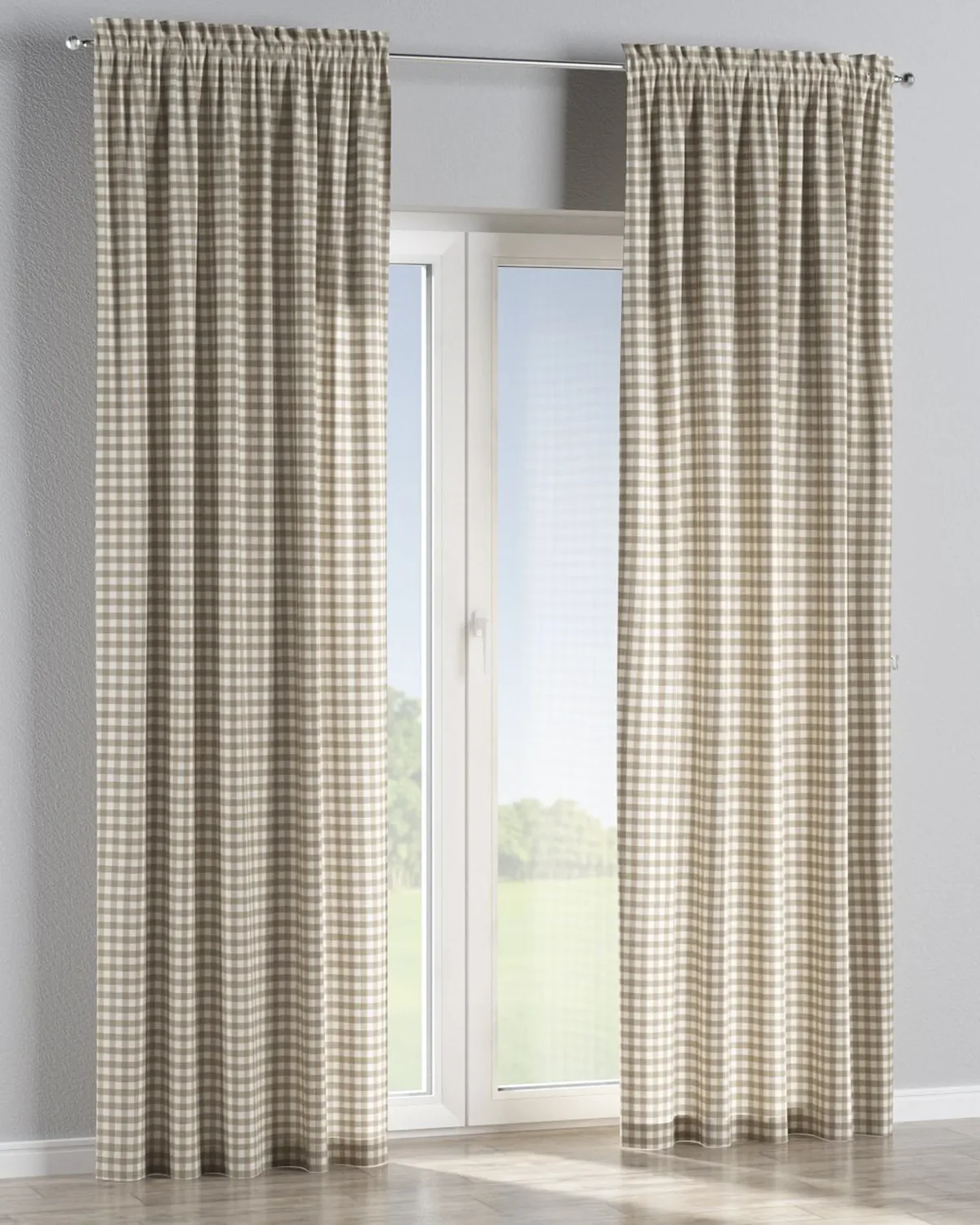 Vorhang mit Tunnel und Köpfchen Farbe beige Stoff gemustert de Dekoria – photo du produit