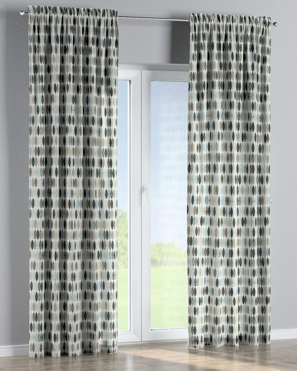Vorhang mit Tunnel und Köpfchen Farbe beige Stoff gemustert de Dekoria – photo du produit