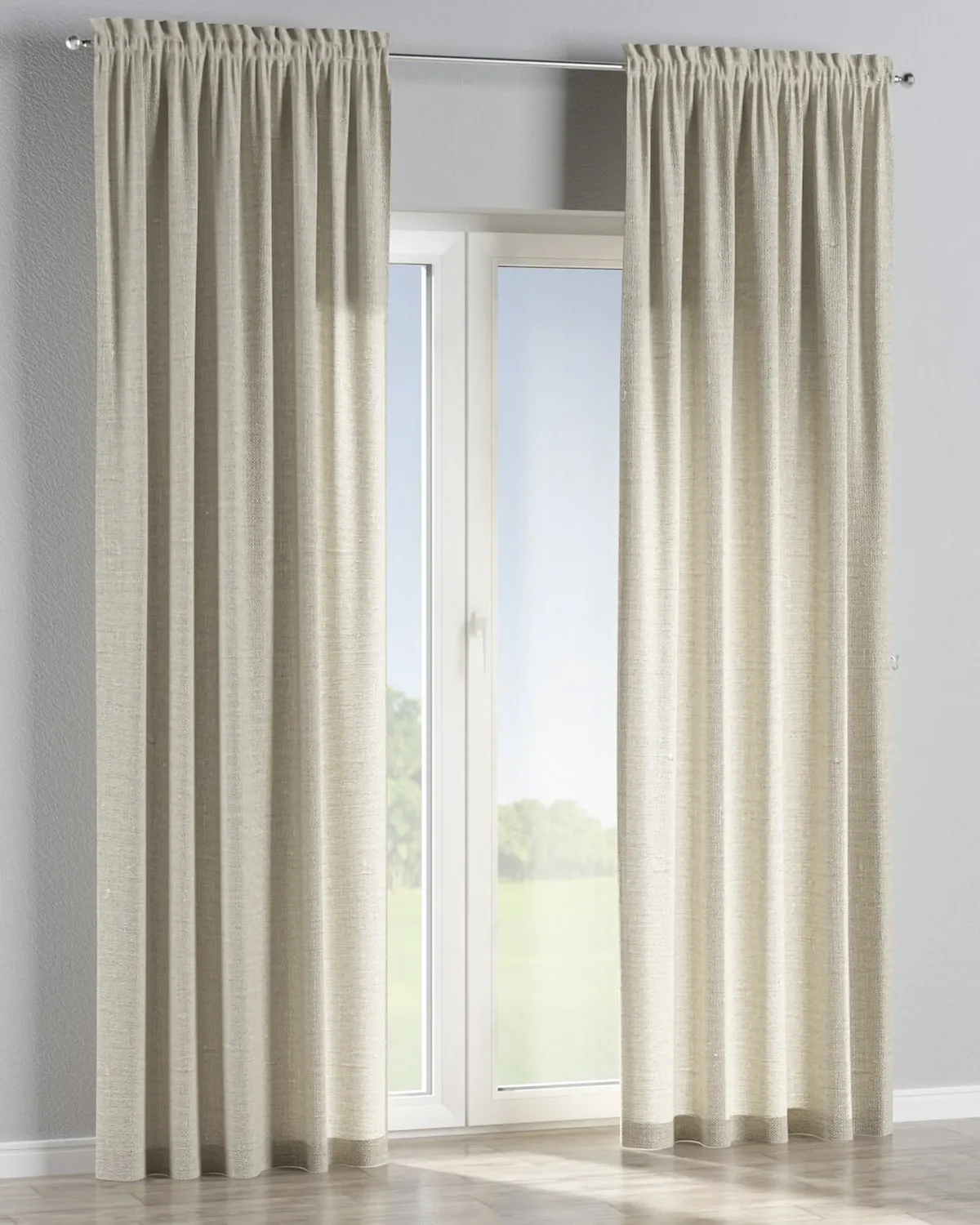 Vorhang mit Tunnel und Köpfchen Farbe beige Stoff halbtransparent, strukturiert, aus leinen de Dekoria – photo du produit