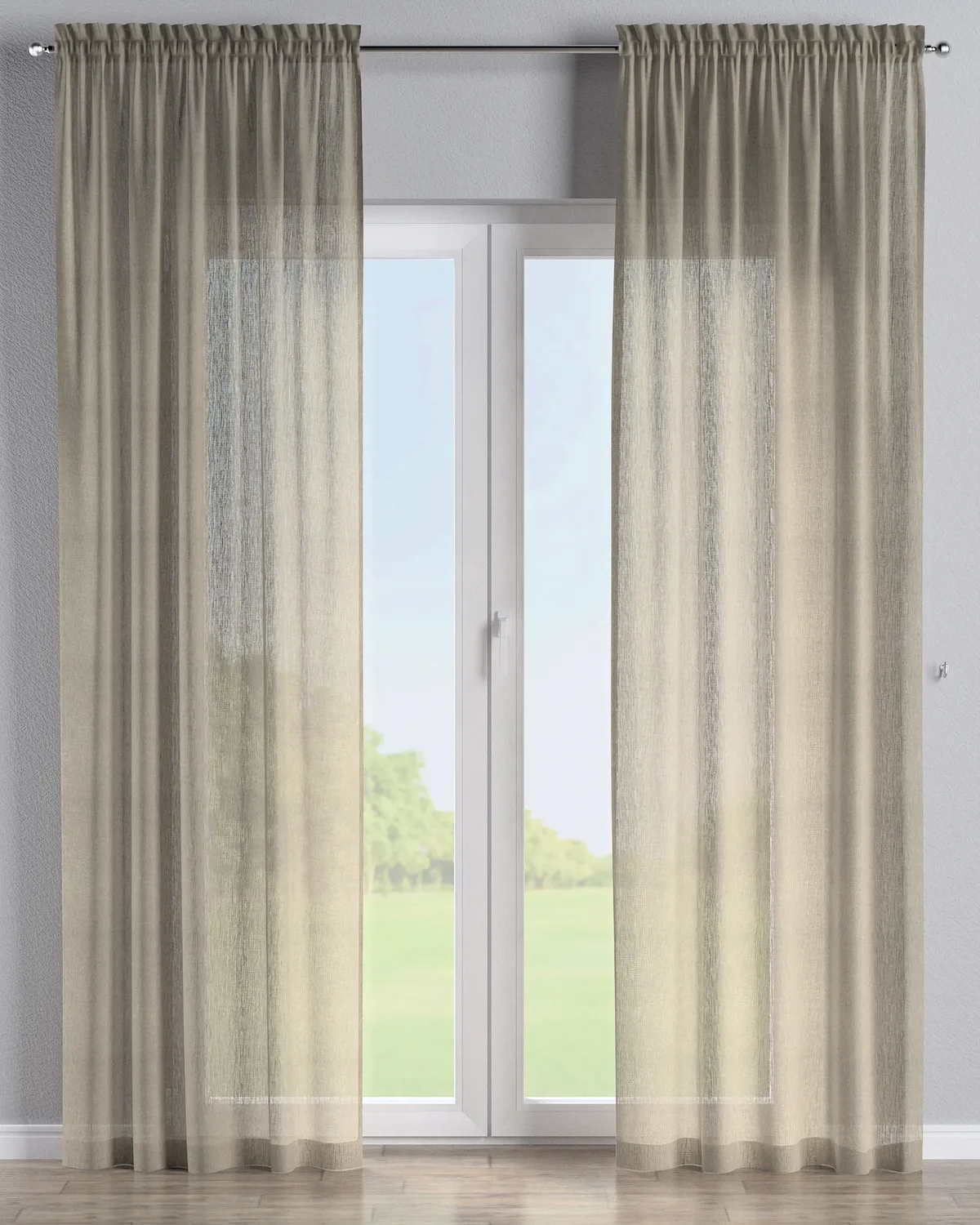 Vorhang mit Tunnel und Köpfchen Farbe beige Stoff halbtransparent, strukturiert by Dekoria – product photo