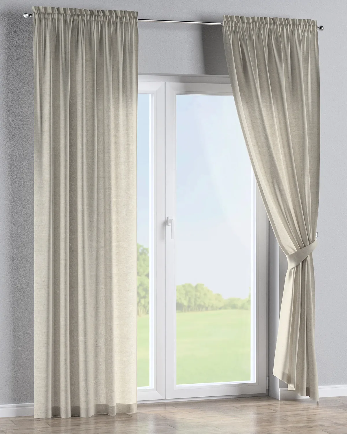 Vorhang mit Tunnel und Köpfchen Farbe beige Stoff halbtransparent de Dekoria – photo du produit