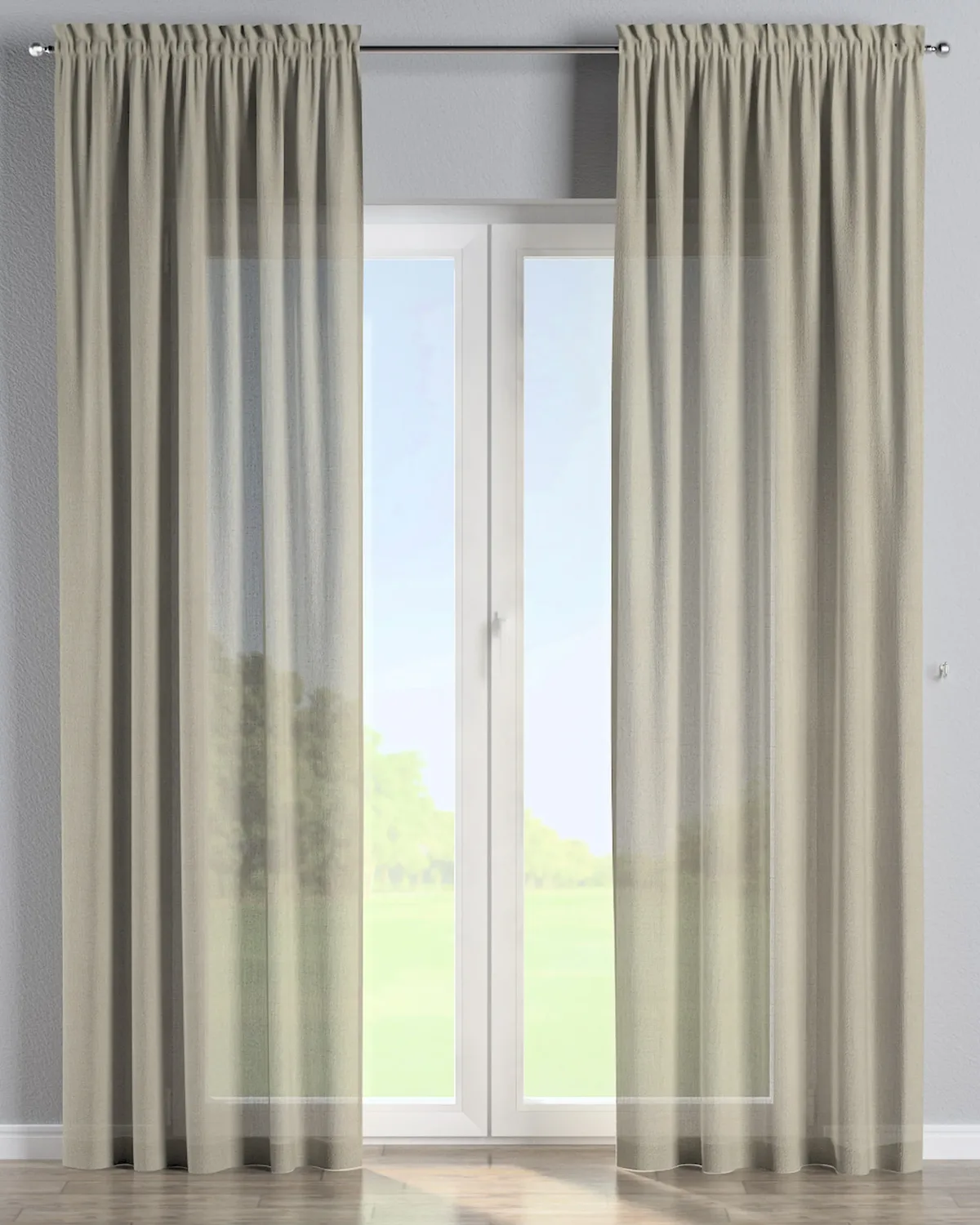 Vorhang mit Tunnel und Köpfchen Farbe beige Stoff halbtransparent, glänzend, strukturiert by Dekoria – product photo