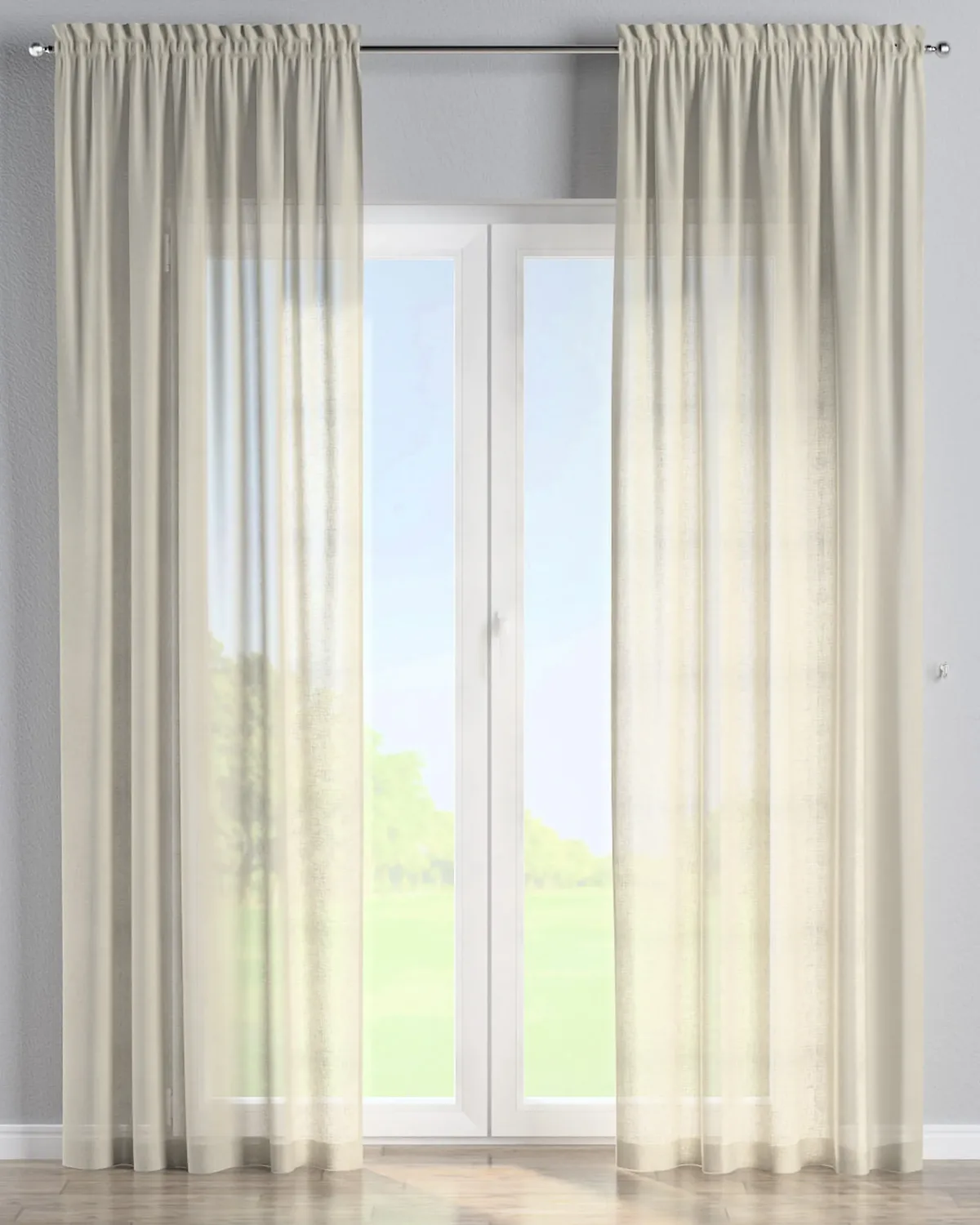 Vorhang mit Tunnel und Köpfchen Farbe beige Stoff halbtransparent, strukturiert de Dekoria – photo du produit