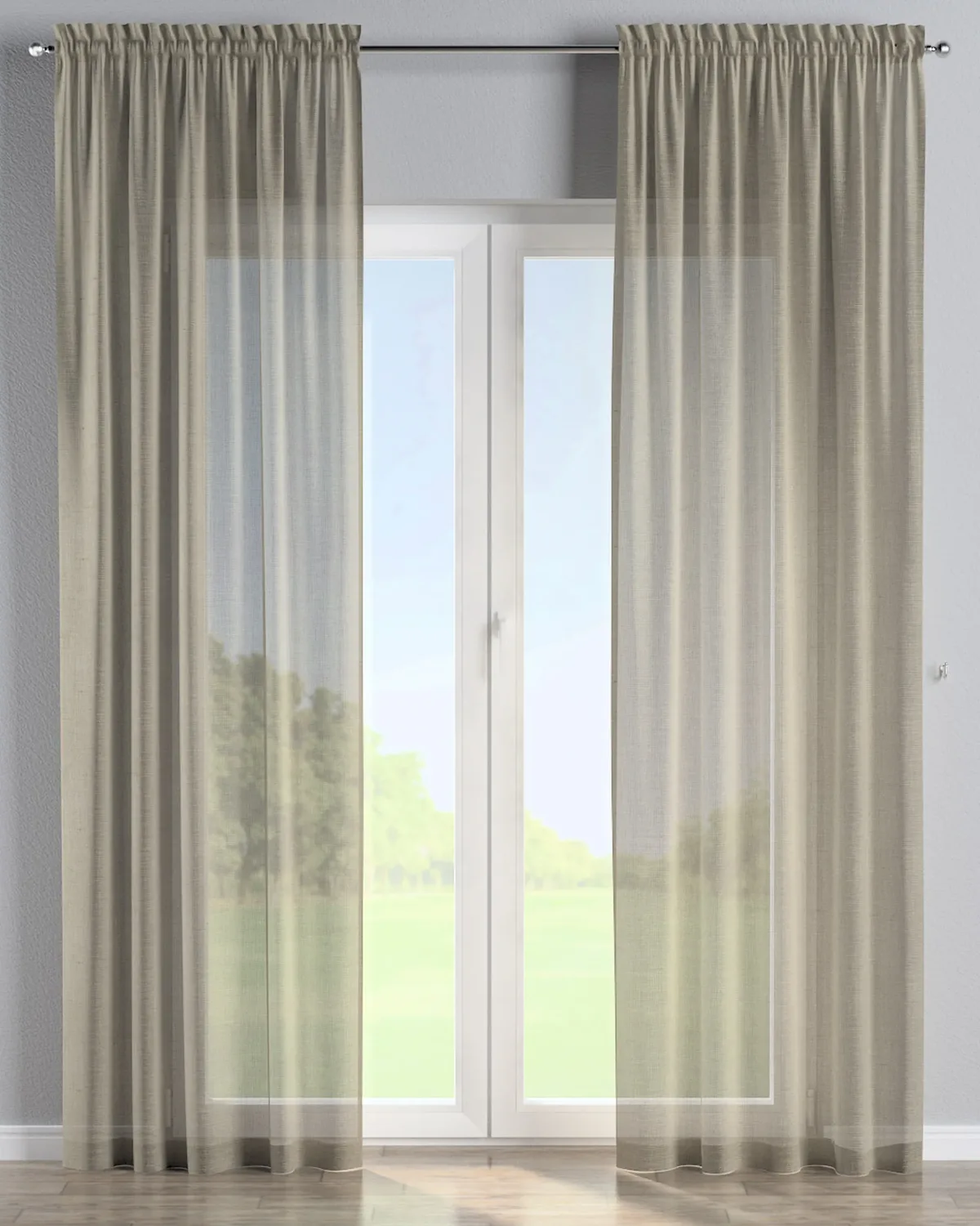 Vorhang mit Tunnel und Köpfchen Farbe beige Stoff halbtransparent, glänzend, strukturiert by Dekoria – product photo