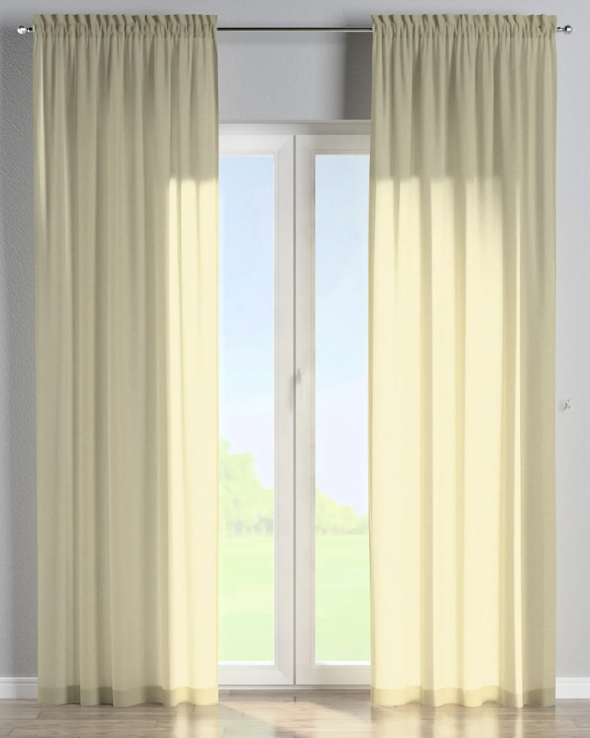Vorhang mit Tunnel und Köpfchen Farbe beige Stoff halbtransparent, glänzend, strukturiert de Dekoria – photo du produit