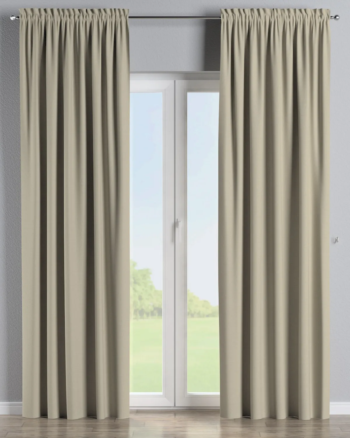 Vorhang mit Tunnel und Köpfchen Farbe beige Stoff outdoor, strukturiert by Dekoria – product photo