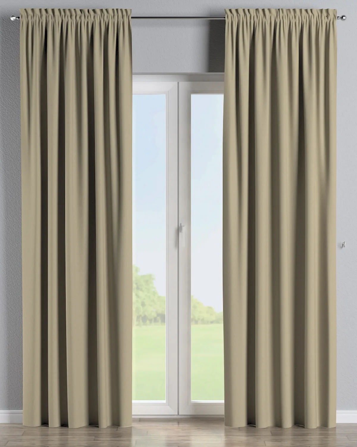 Vorhang mit Tunnel und Köpfchen Farbe beige Stoff outdoor, strukturiert van Dekoria – productfoto