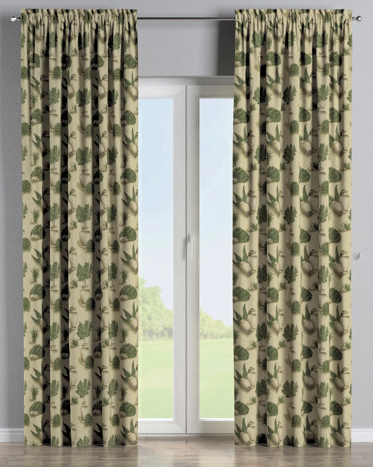 Vorhang mit Tunnel und Köpfchen Farbe beige Stoff strukturiert, gemustert de Dekoria – photo du produit
