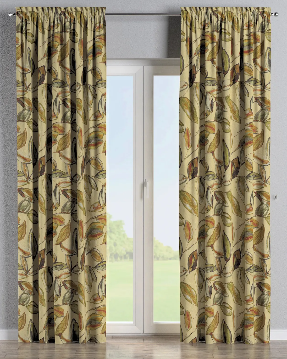 Vorhang mit Tunnel und Köpfchen Farbe beige Stoff strukturiert, gemustert by Dekoria – product photo
