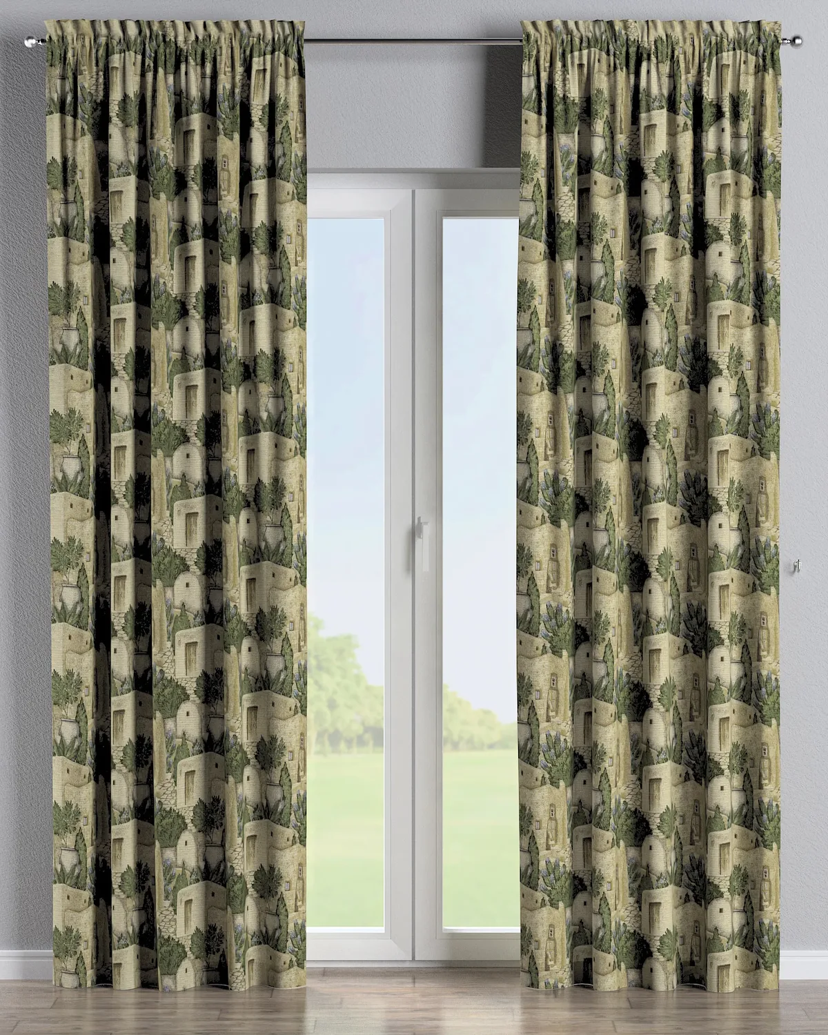 Vorhang mit Tunnel und Köpfchen Farbe beige Stoff strukturiert, gemustert by Dekoria – product photo