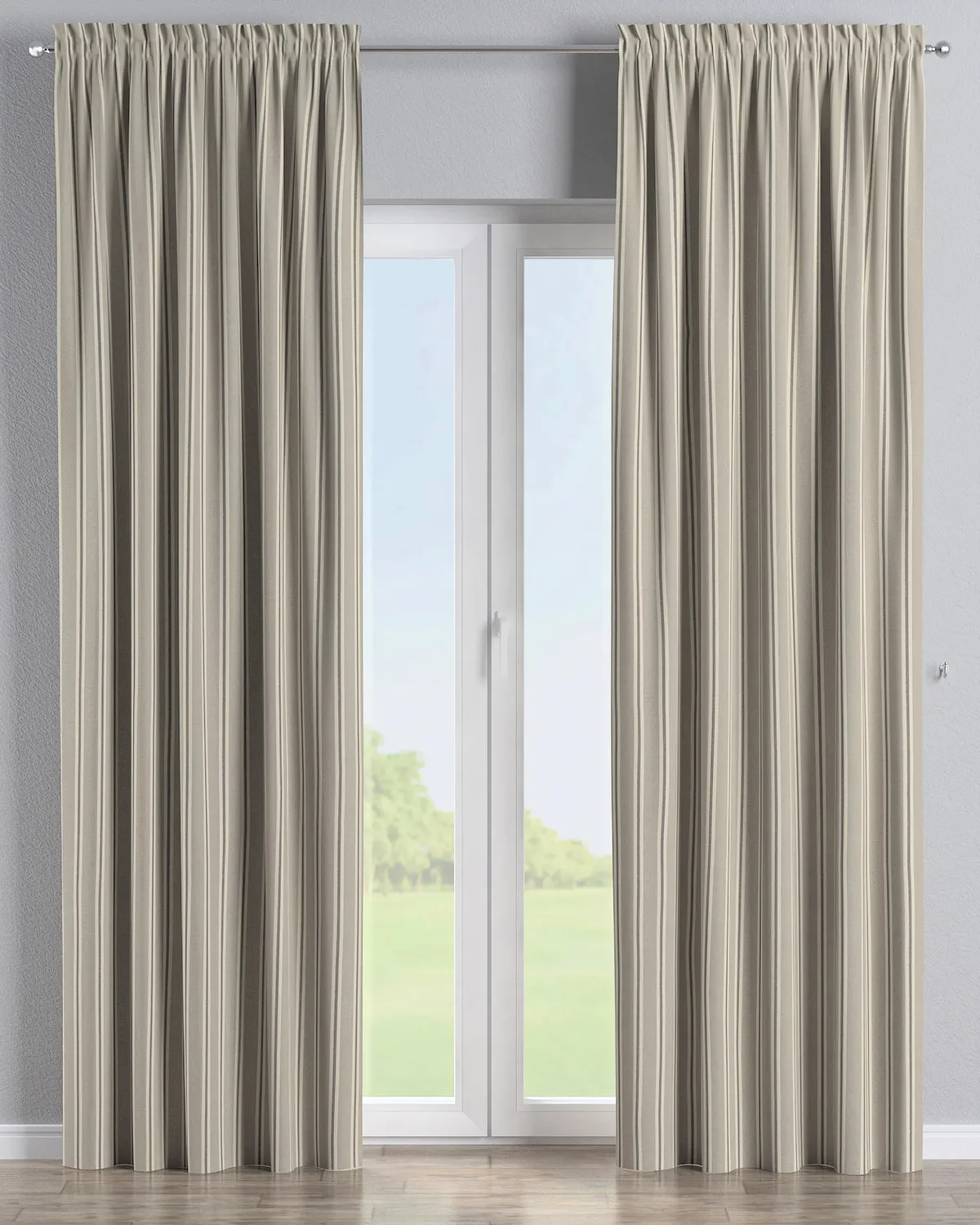 Vorhang mit Tunnel und Köpfchen Farbe beige Stoff strukturiert, gemustert de Dekoria – photo du produit