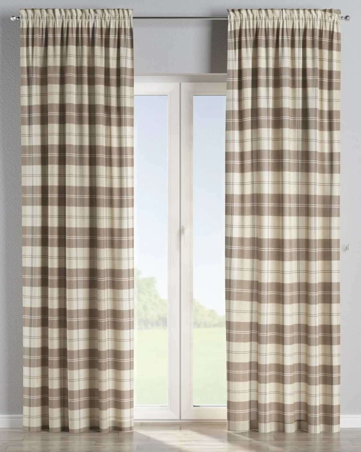 Vorhang mit Tunnel und Köpfchen Farbe beige Stoff strukturiert, gemustert de Dekoria – photo du produit