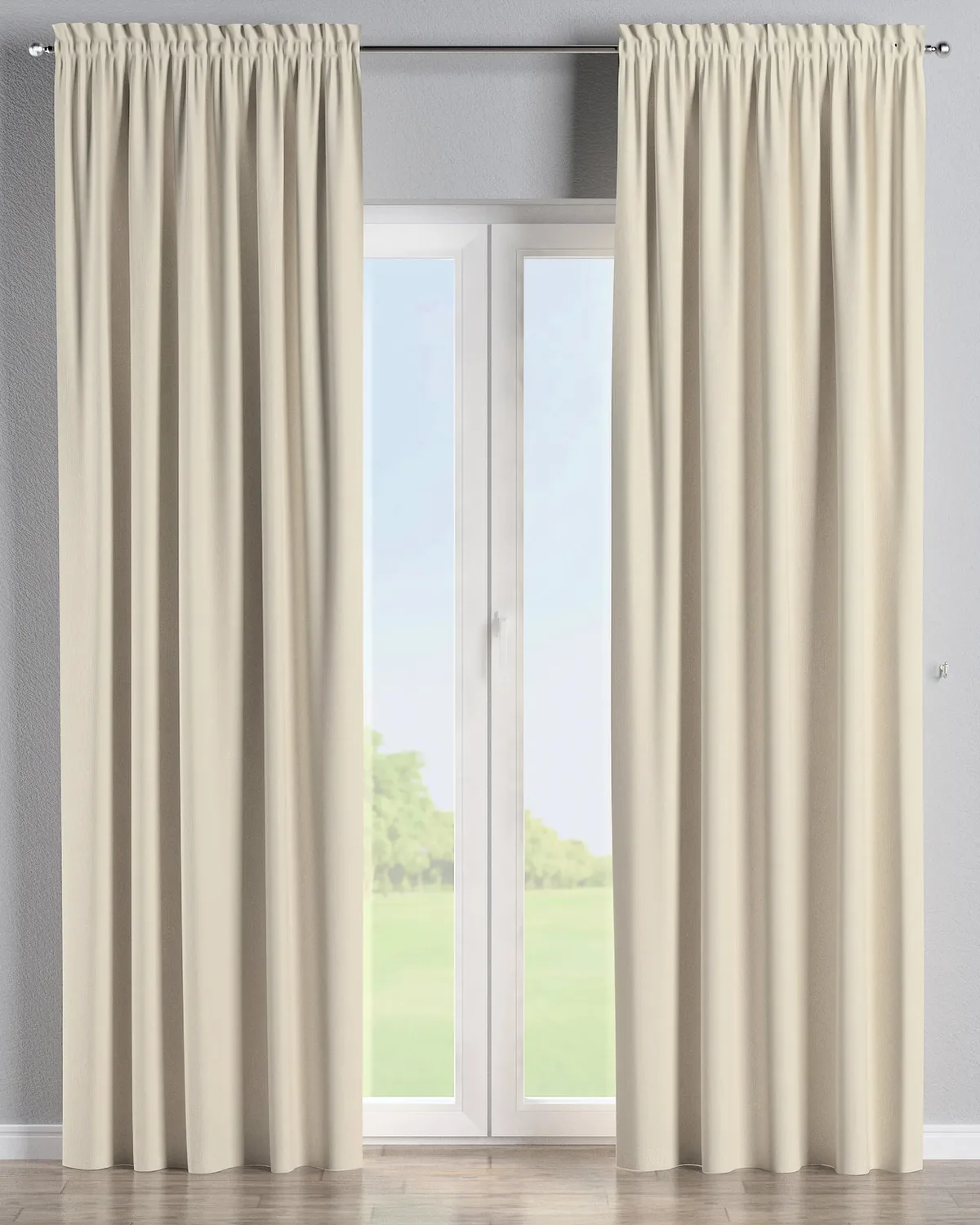 Vorhang mit Tunnel und Köpfchen Farbe beige Stoff verdunkelnd de Dekoria – photo du produit