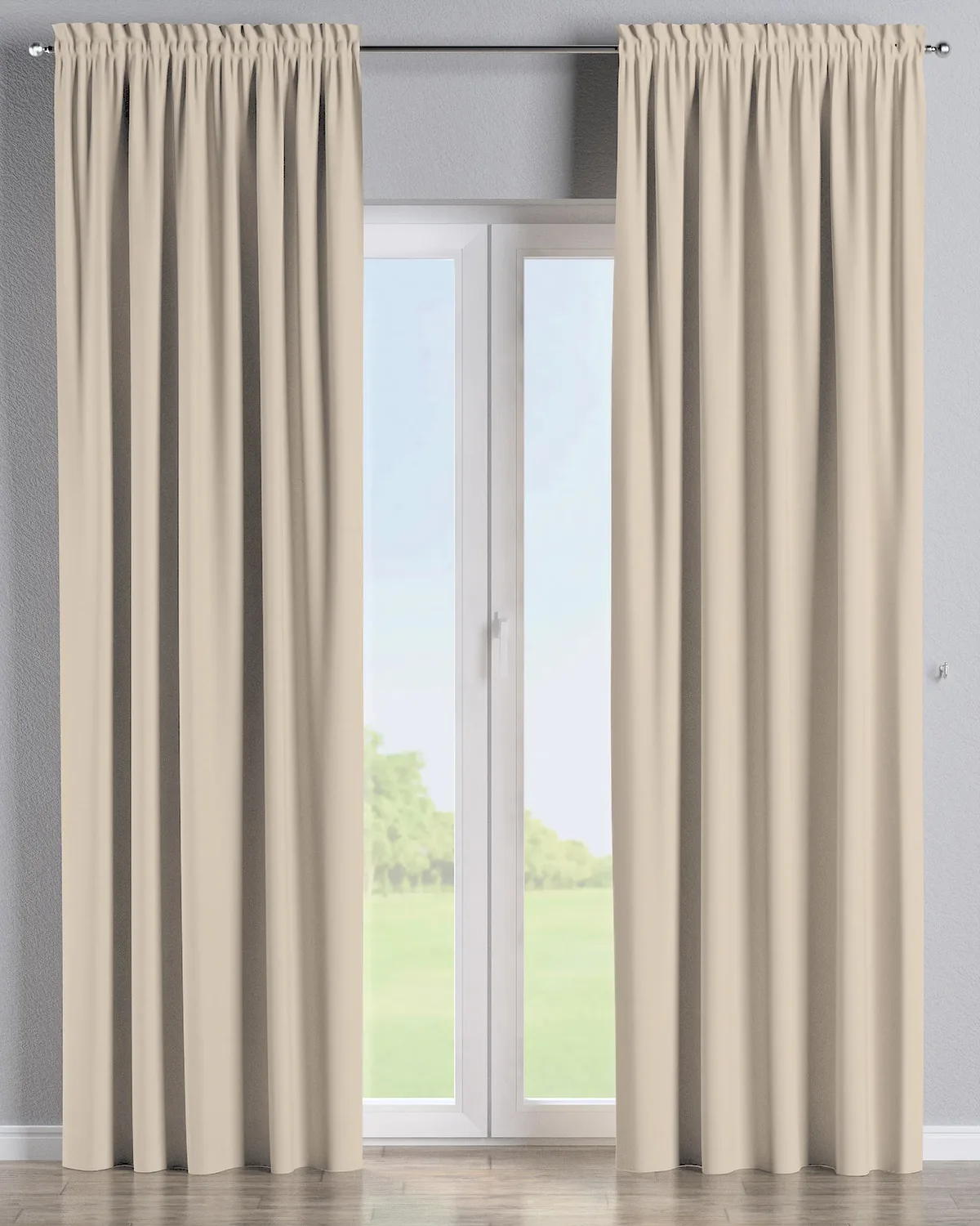 Vorhang mit Tunnel und Köpfchen Farbe beige Stoff verdunkelnd de Dekoria – photo du produit