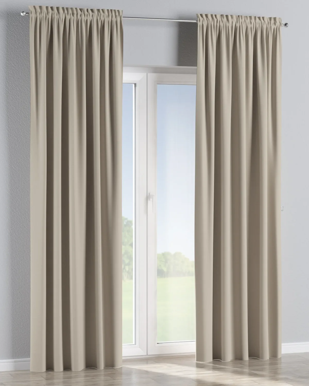 Vorhang mit Tunnel und Köpfchen Farbe beige Stoff verdunkelnd de Dekoria – photo du produit