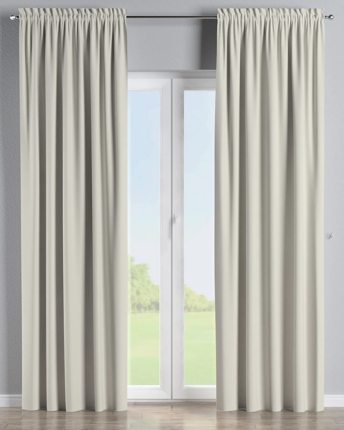 Vorhang mit Tunnel und Köpfchen Farbe creme Stoff outdoor, strukturiert by Dekoria – product photo