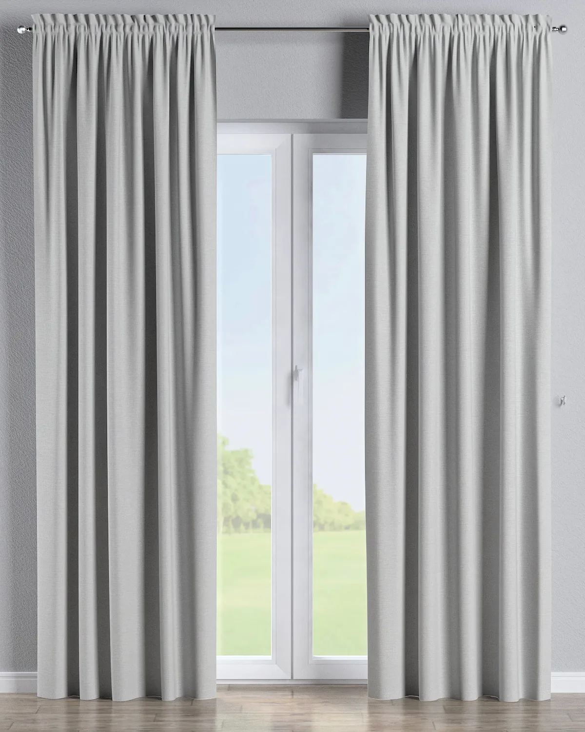 Vorhang mit Tunnel und Köpfchen Farbe grau Stoff outdoor, strukturiert de Dekoria – photo du produit