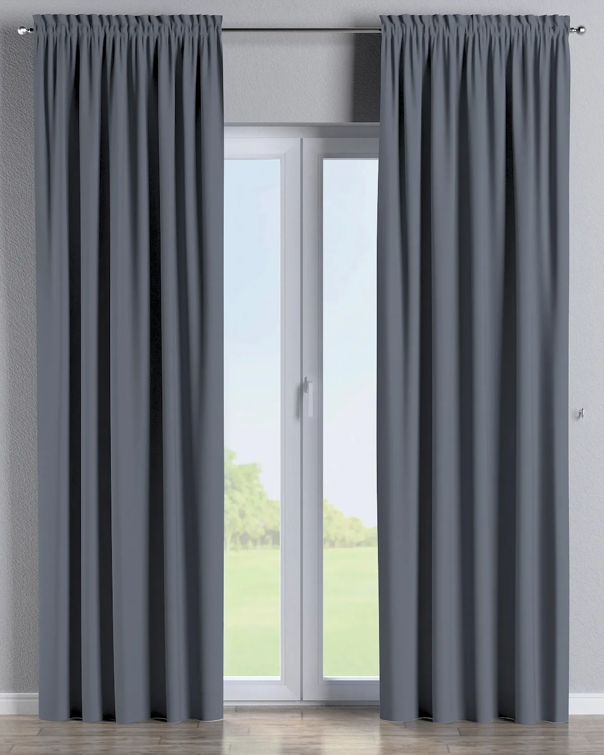 Vorhang mit Tunnel und Köpfchen Farbe grau Stoff verdunkelnd de Dekoria – photo du produit