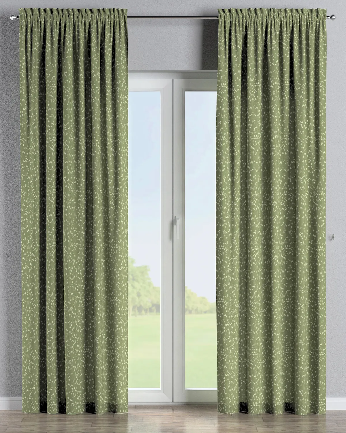 Vorhang mit Tunnel und Köpfchen Farbe grün Stoff gemustert by Dekoria – product photo
