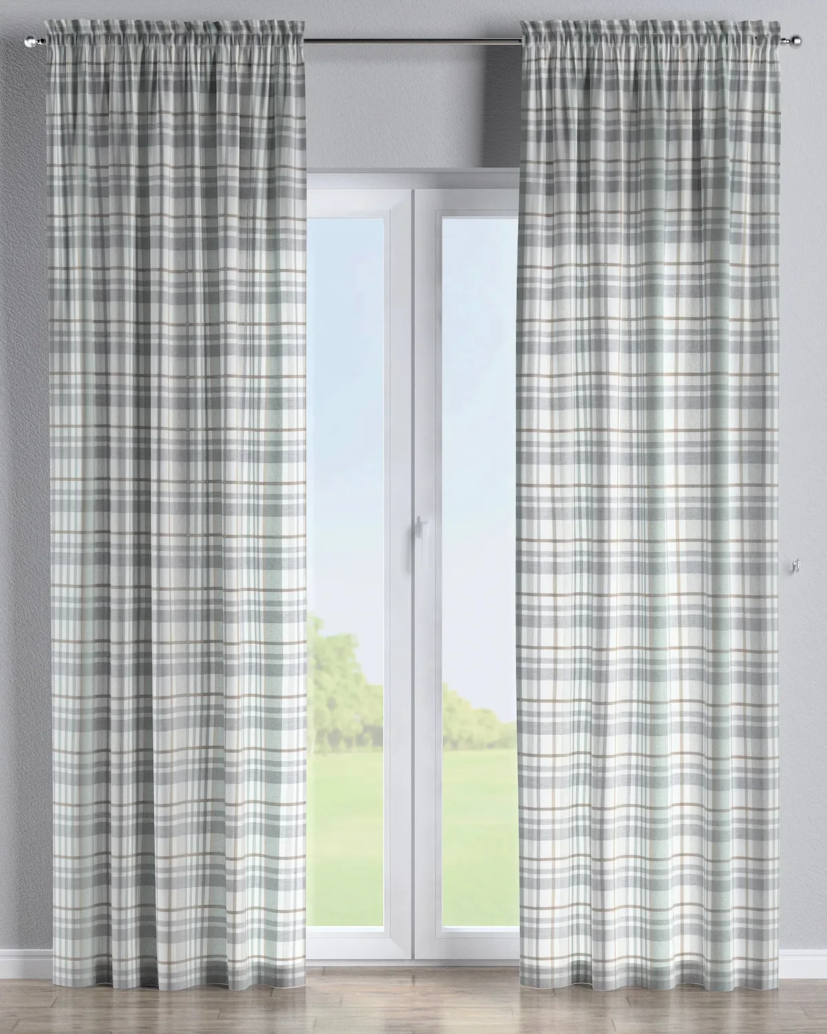 Vorhang mit Tunnel und Köpfchen Farbe grün Stoff gemustert de Dekoria – photo du produit