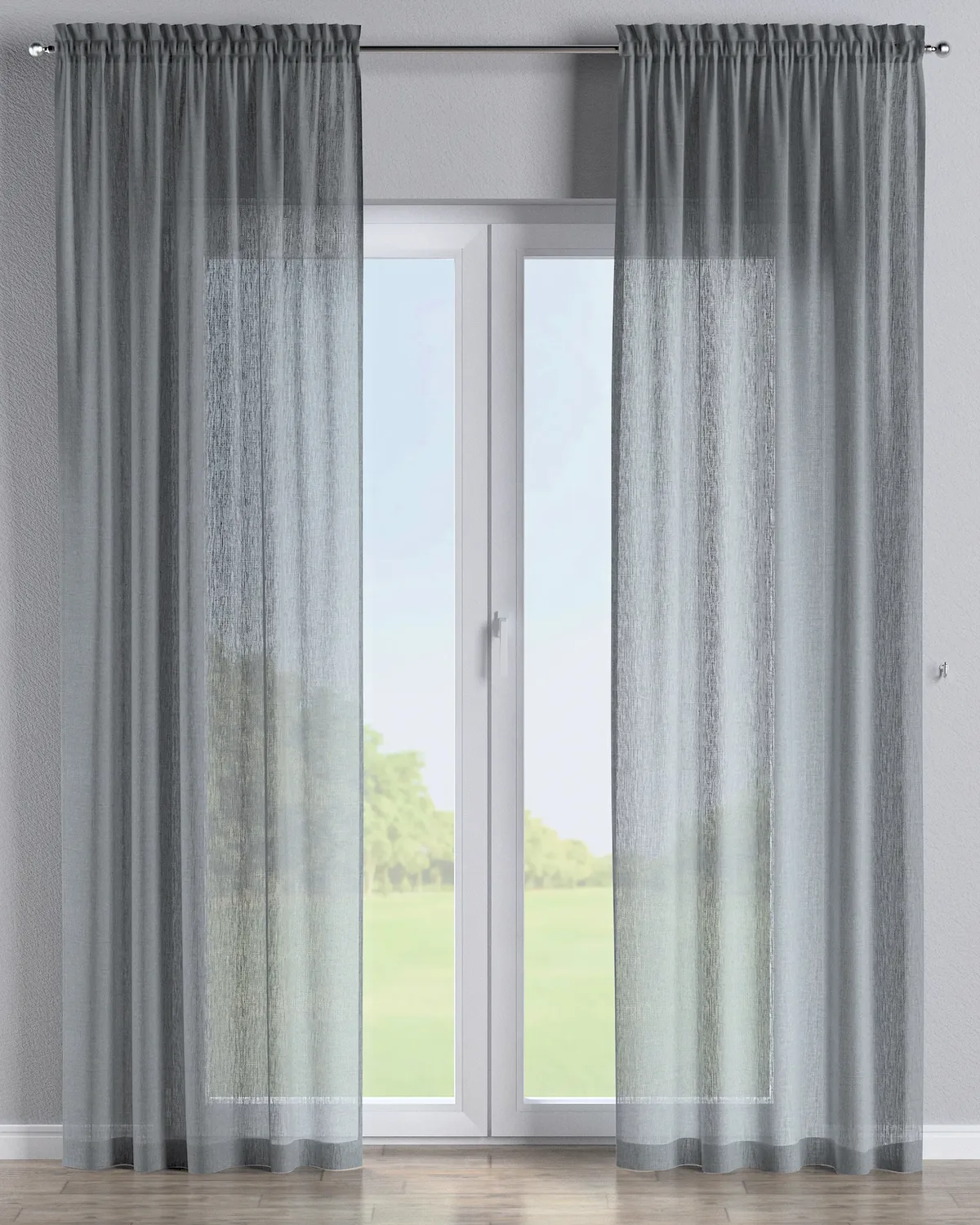 Vorhang mit Tunnel und Köpfchen Farbe grün Stoff halbtransparent, strukturiert de Dekoria – photo du produit