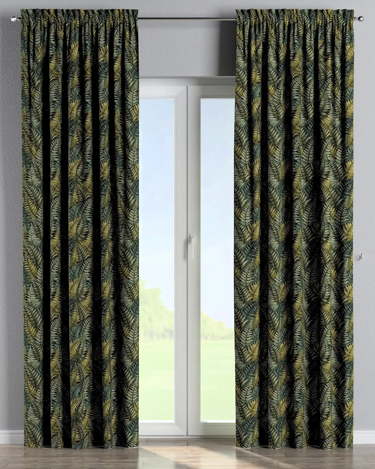 Vorhang mit Tunnel und Köpfchen Farbe grün Stoff strukturiert, gemustert by Dekoria – product photo