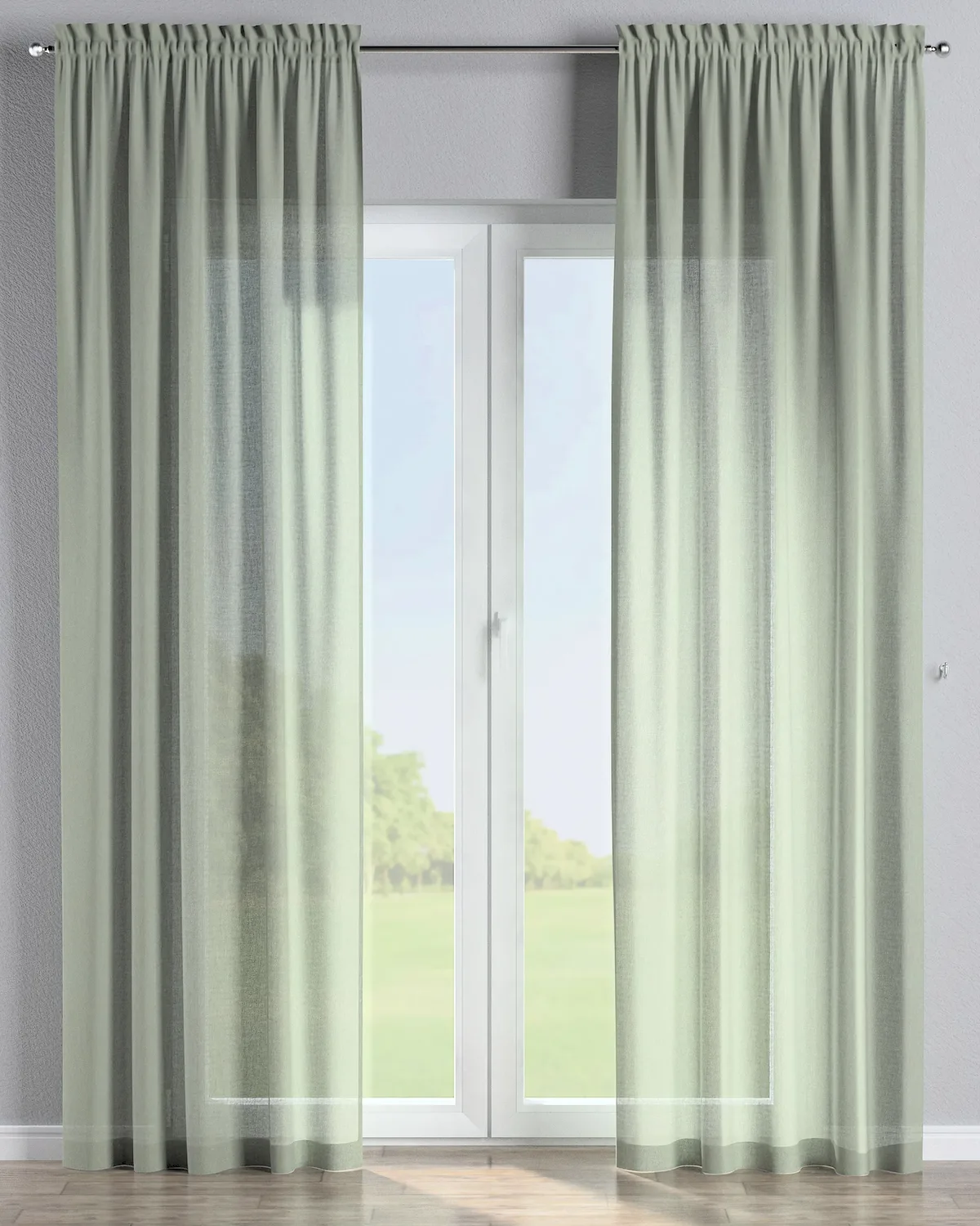 Vorhang mit Tunnel und Köpfchen Farbe grün Stoff strukturiert by Dekoria – product photo