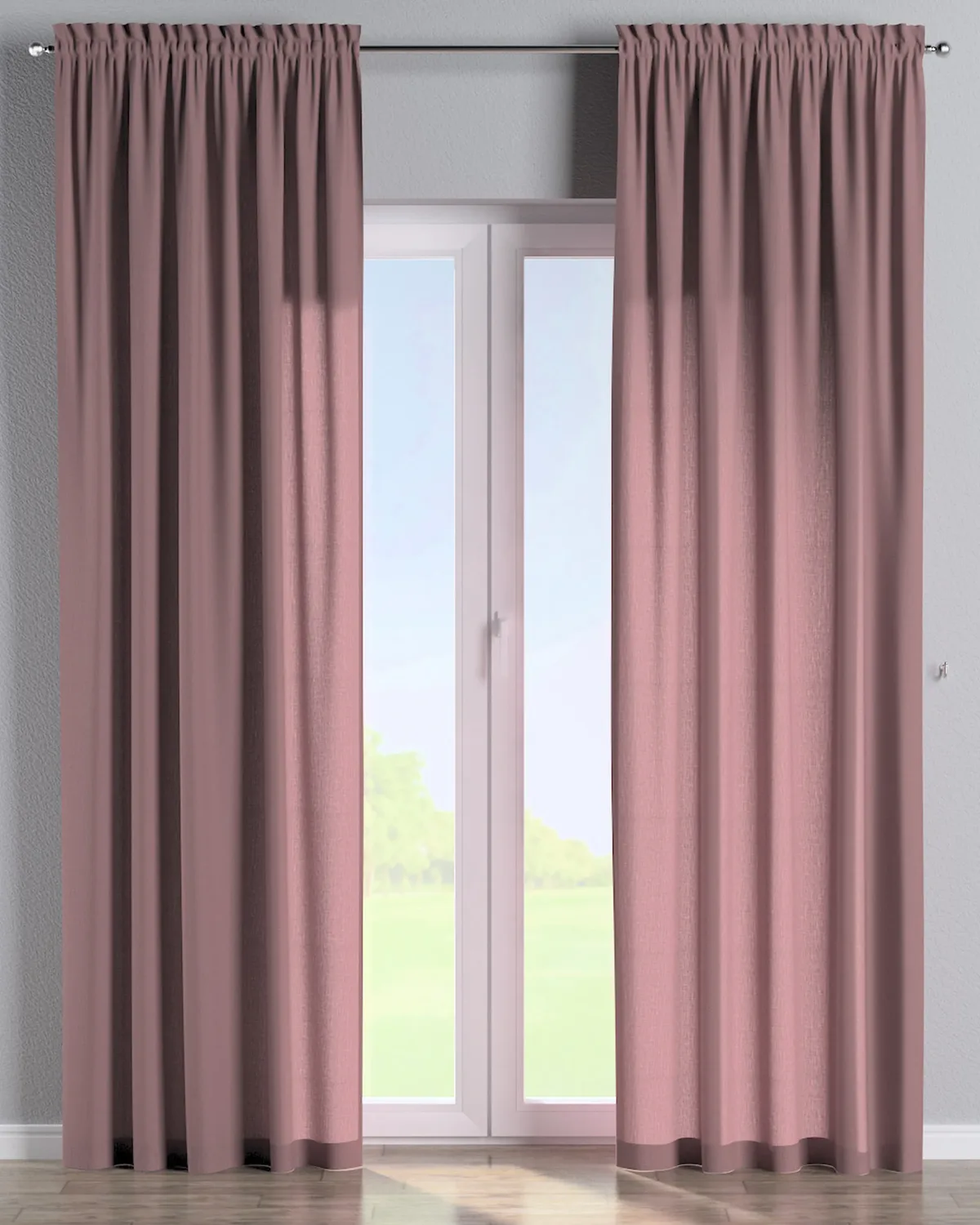 Vorhang mit Tunnel und Köpfchen Farbe rosa Stoff halbtransparent, strukturiert, aus leinen de Dekoria – photo du produit