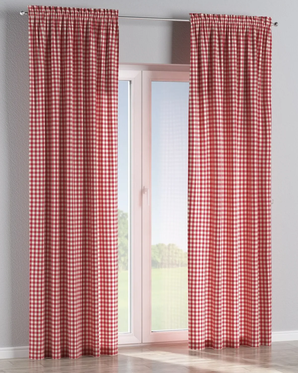 Vorhang mit Tunnel und Köpfchen Farbe rot Stoff gemustert by Dekoria – product photo