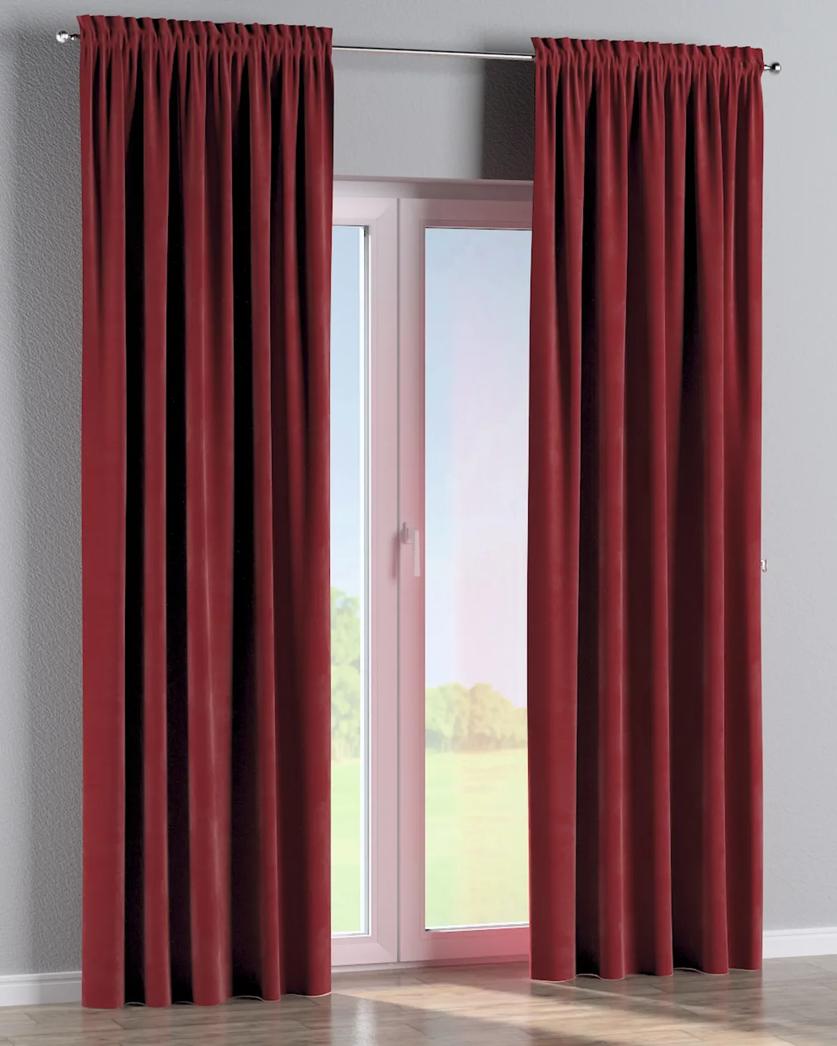 Vorhang mit Tunnel und Köpfchen Farbe rot Stoff glänzend, samt de Dekoria – photo du produit