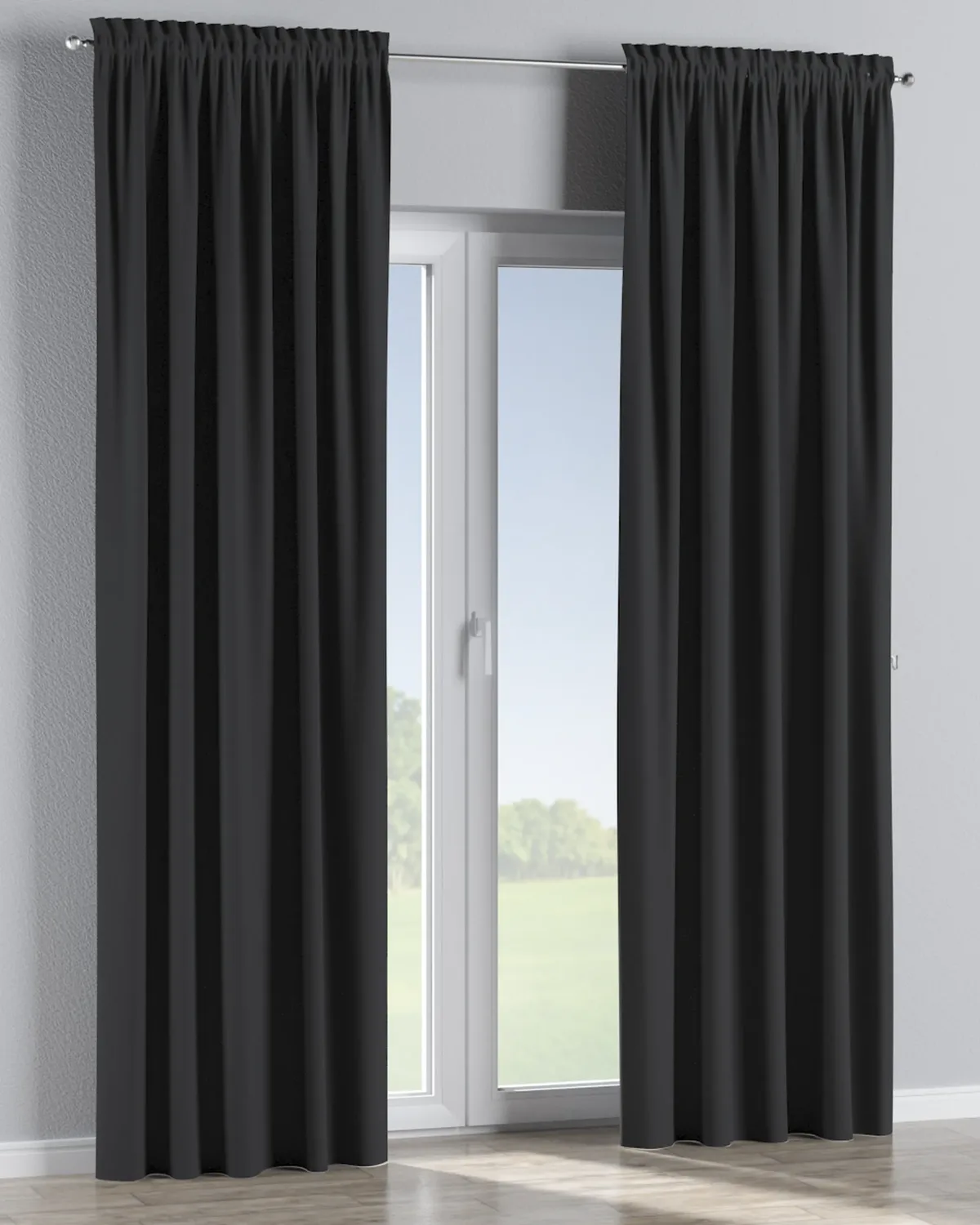 Vorhang mit Tunnel und Köpfchen Farbe schwarz Stoff verdunkelnd de Dekoria – photo du produit