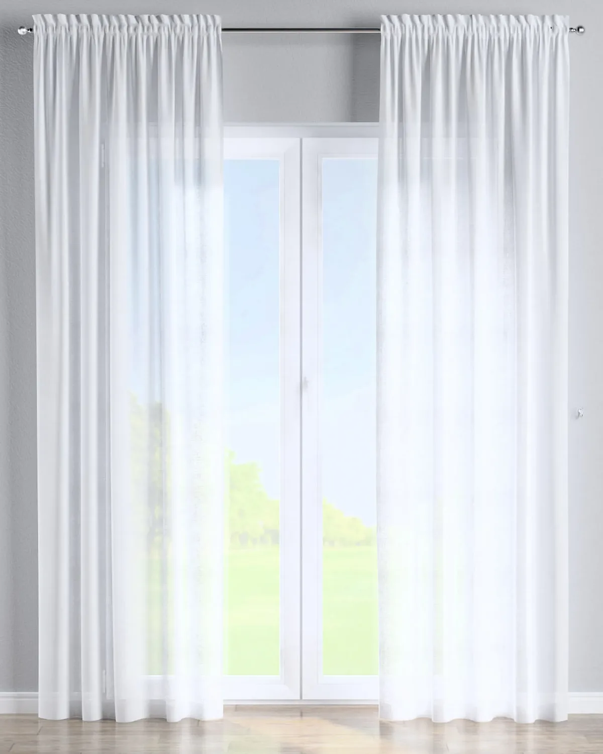 Vorhang mit Tunnel und Köpfchen Farbe weiß Stoff halbtransparent, strukturiert de Dekoria – photo du produit