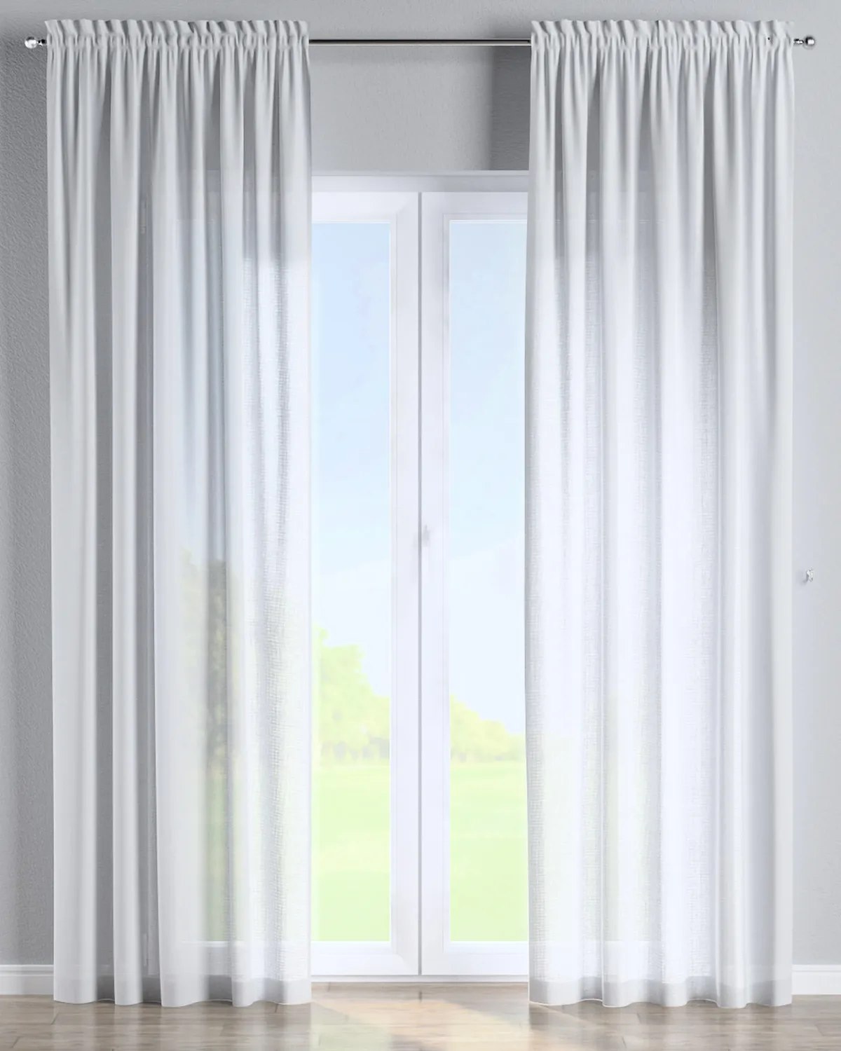 Vorhang mit Tunnel und Köpfchen Farbe weiß Stoff halbtransparent, strukturiert de Dekoria – photo du produit