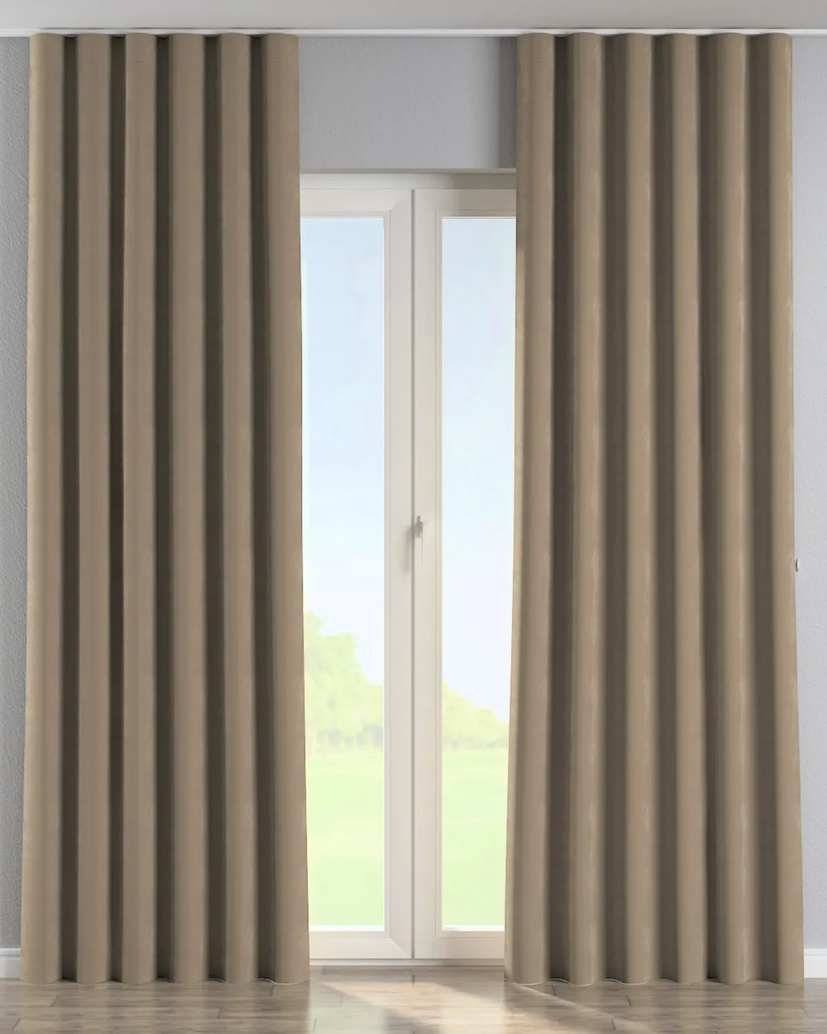 Wellenvorhang Farbe beige Stoff glänzend, samt de Dekoria – photo du produit