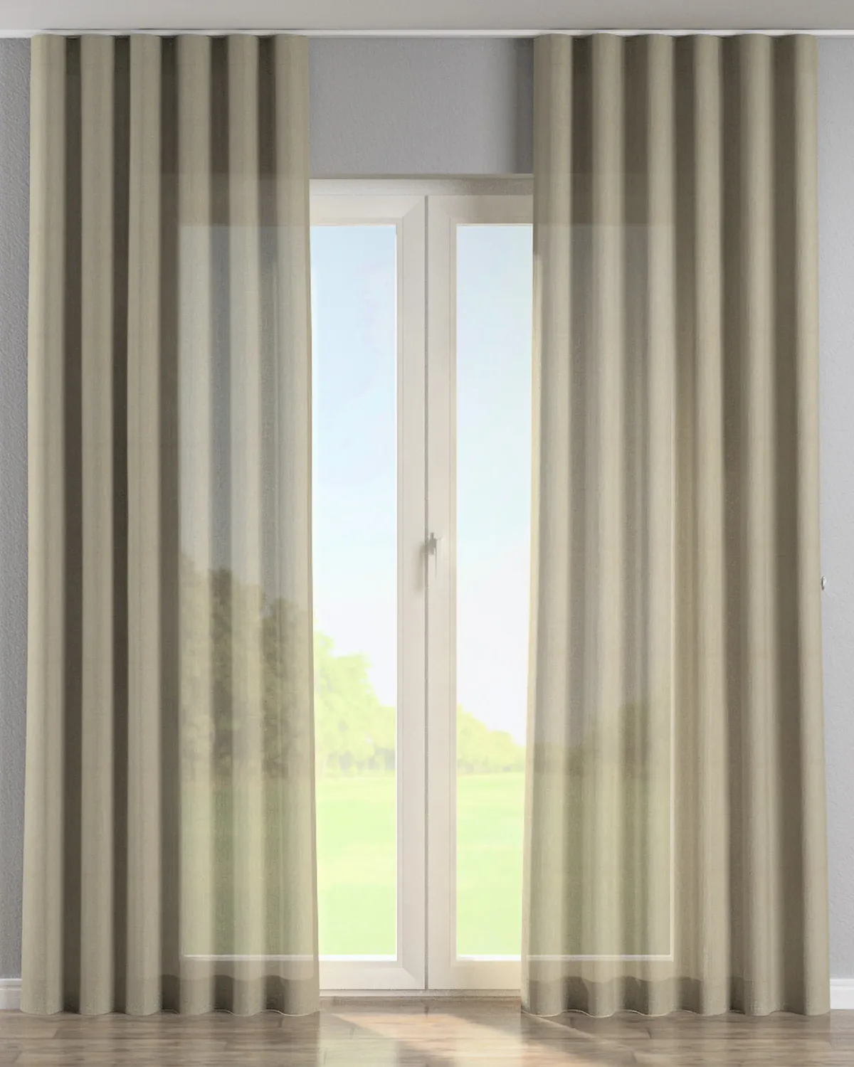 Wellenvorhang Farbe beige Stoff halbtransparent, glänzend, strukturiert de Dekoria – photo du produit