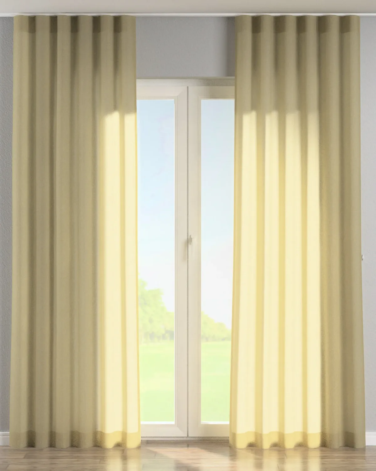 Wellenvorhang Farbe beige Stoff halbtransparent, glänzend, strukturiert de Dekoria – photo du produit