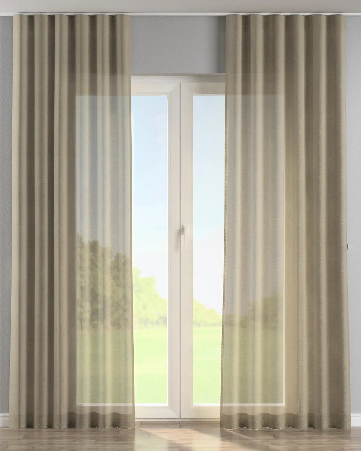 Wellenvorhang Farbe beige Stoff halbtransparent, glänzend, strukturiert de Dekoria – photo du produit