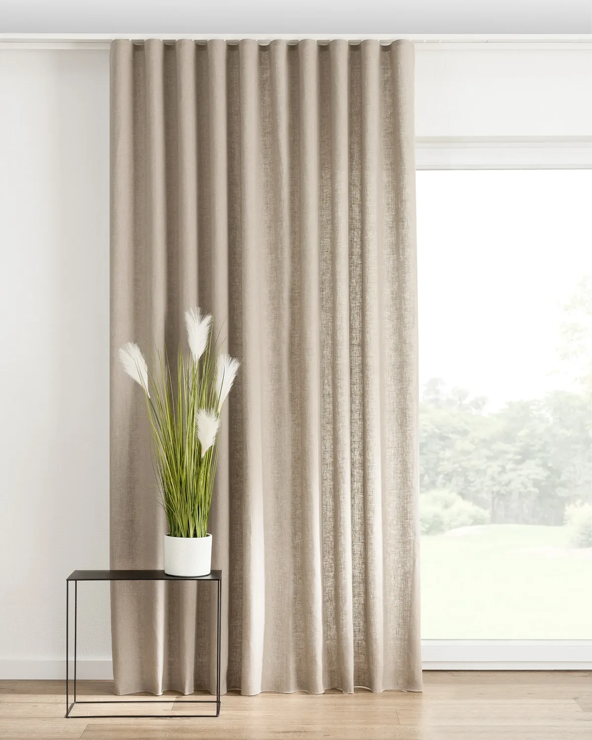 Wellenvorhang Farbe beige Stoff halbtransparent, strukturiert, aus leinen de Dekoria – photo du produit