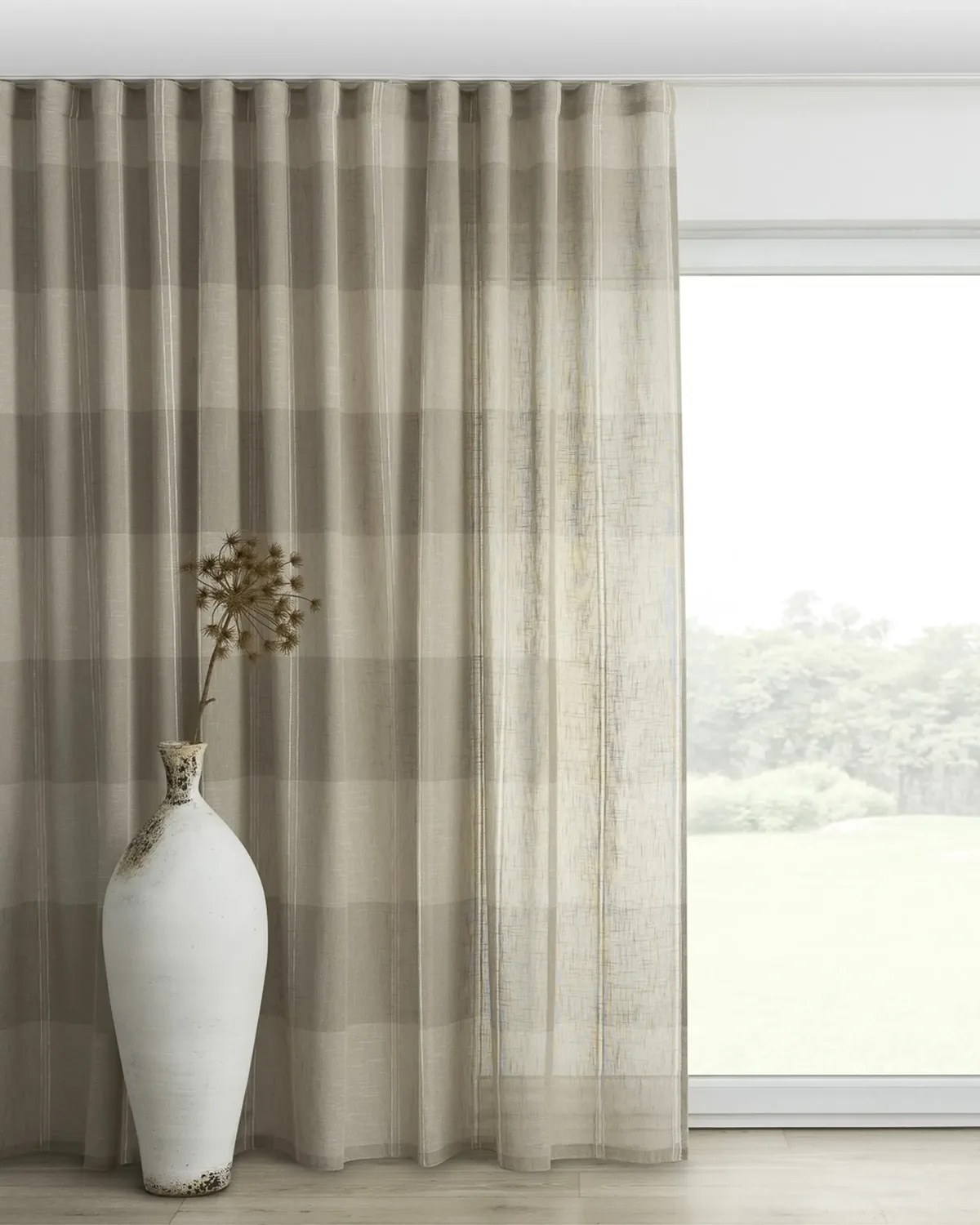 Wellenvorhang Farbe beige Stoff halbtransparent, strukturiert, gemustert de Dekoria – photo du produit