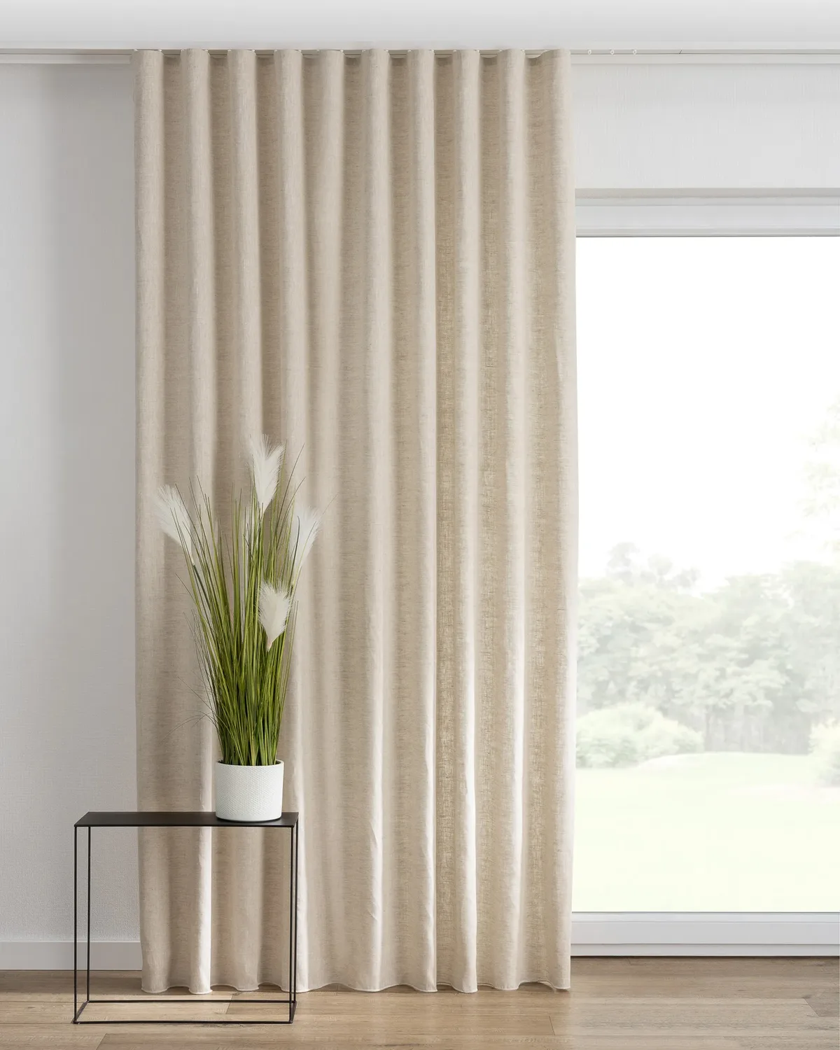 Wellenvorhang Farbe beige Stoff halbtransparent, strukturiert, aus leinen de Dekoria – photo du produit