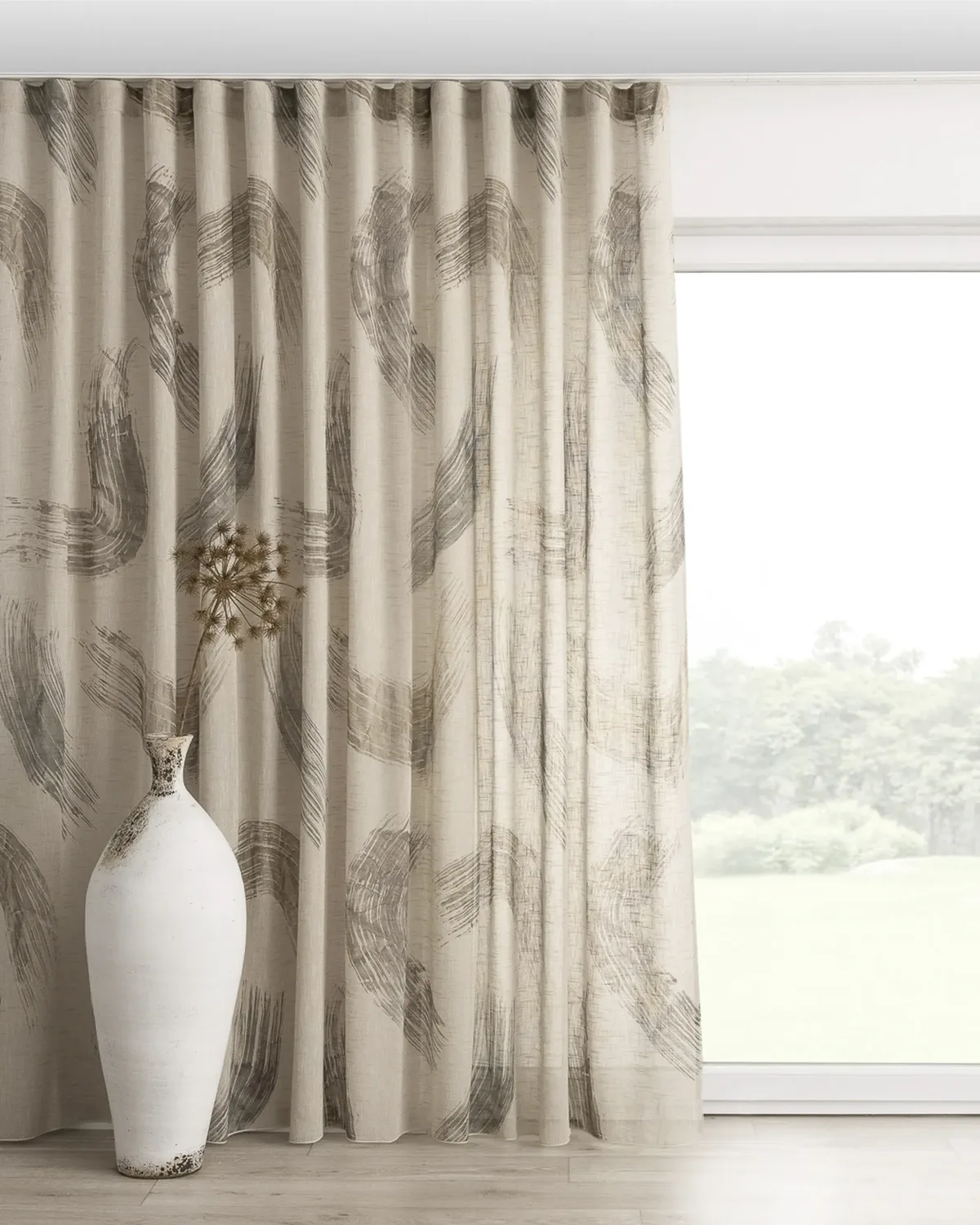 Wellenvorhang Farbe beige Stoff halbtransparent, strukturiert, gemustert de Dekoria – photo du produit