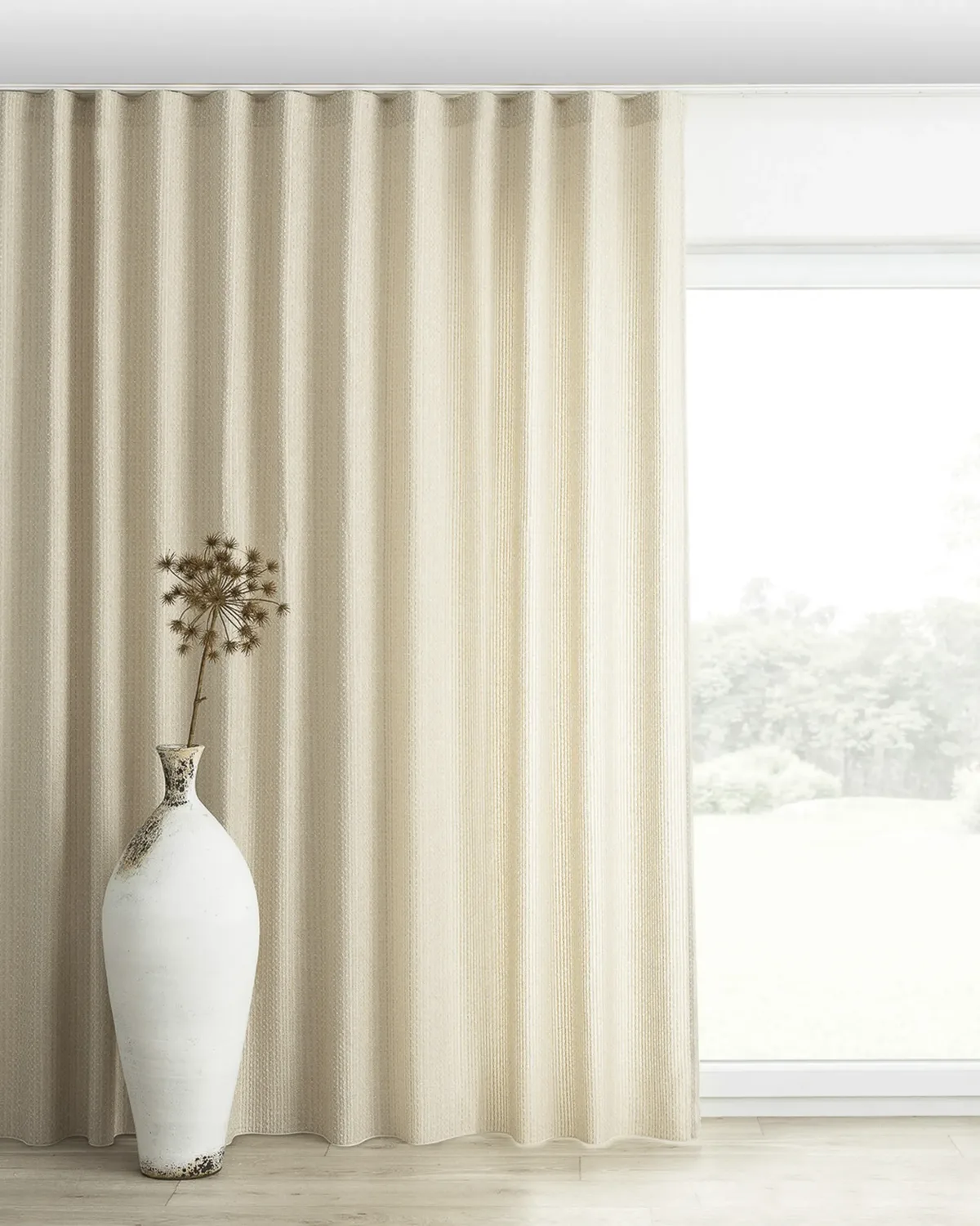 Wellenvorhang Farbe beige Stoff strukturiert de Dekoria – photo du produit