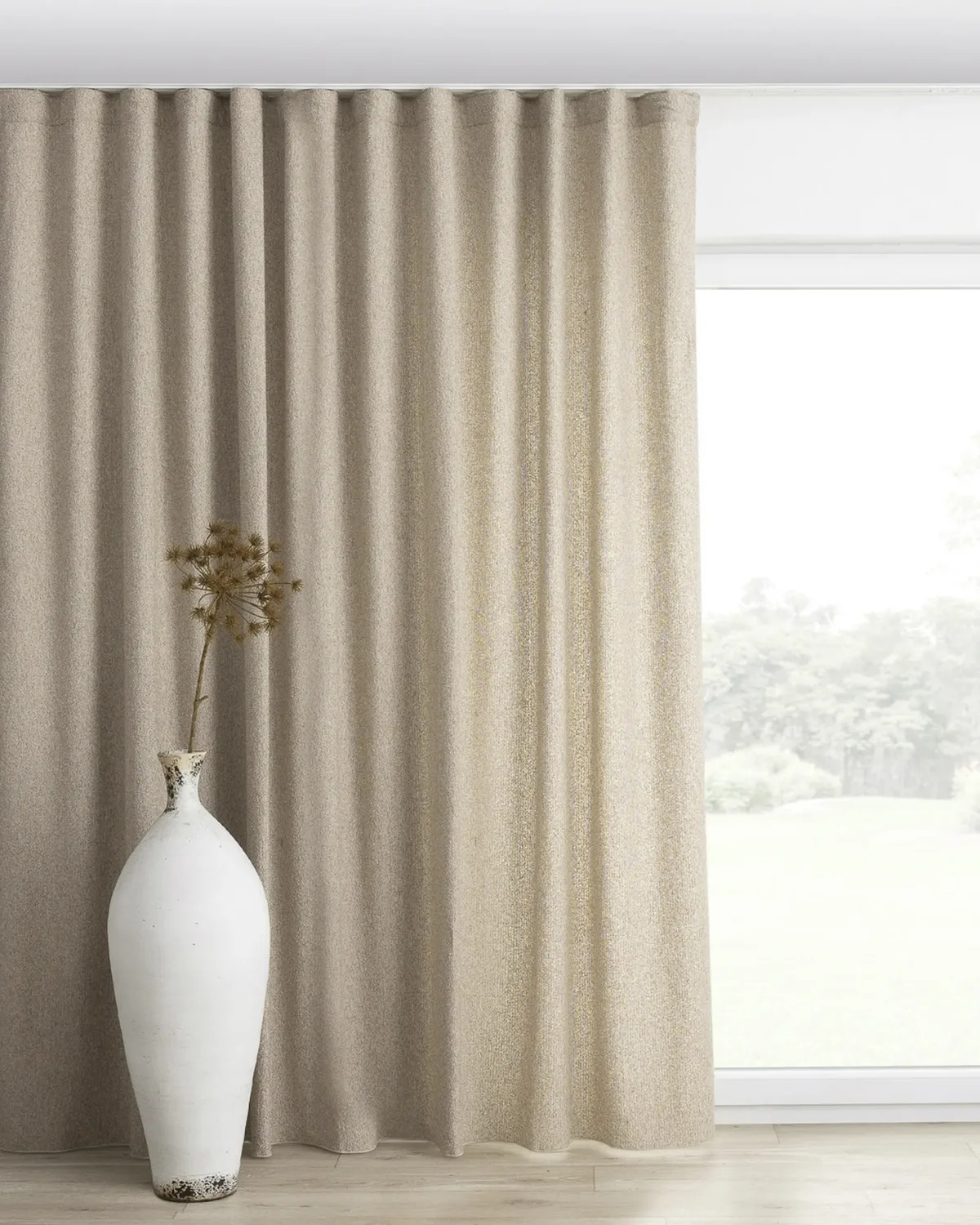 Wellenvorhang Farbe beige Stoff strukturiert de Dekoria – photo du produit