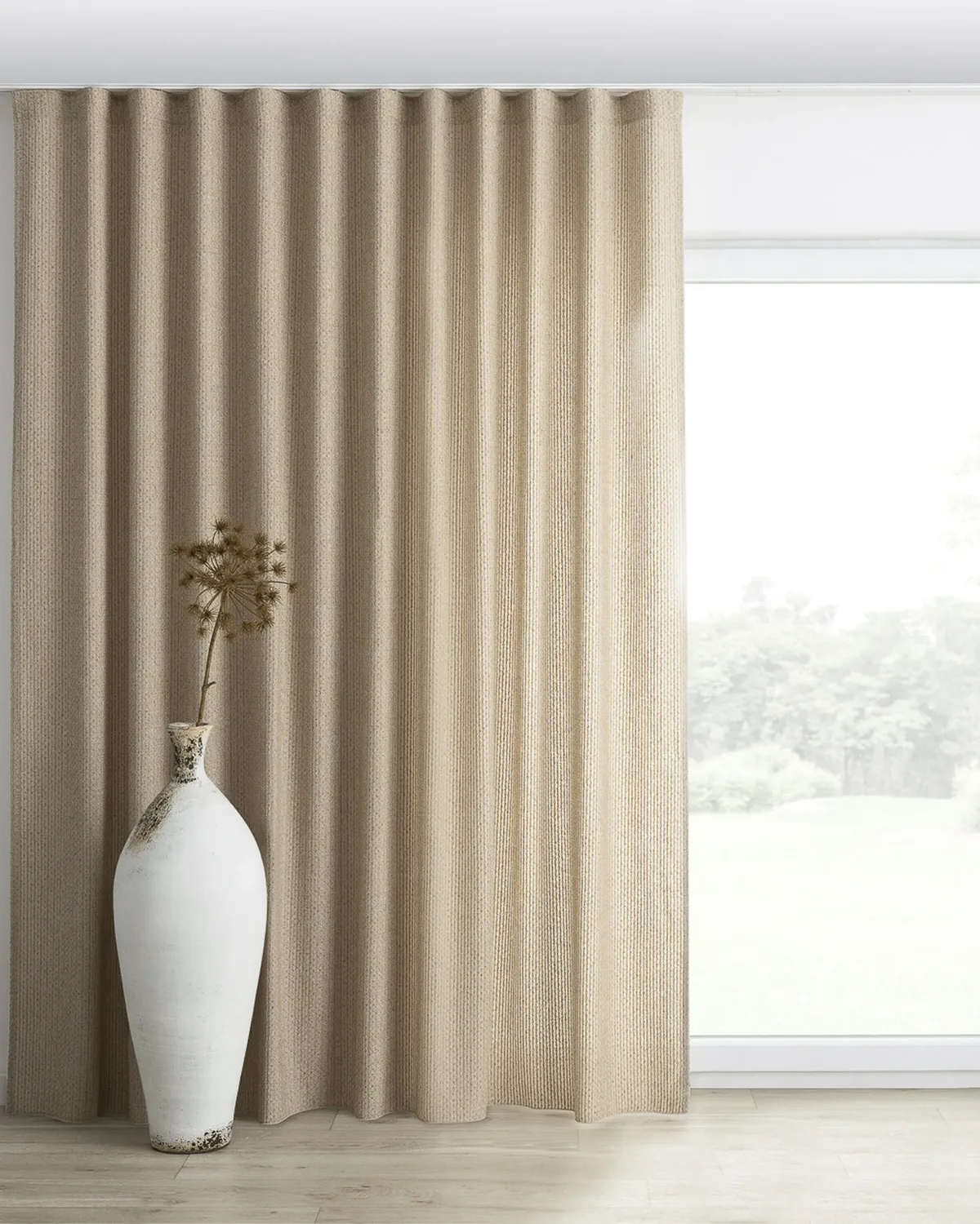 Wellenvorhang Farbe beige Stoff strukturiert de Dekoria – photo du produit